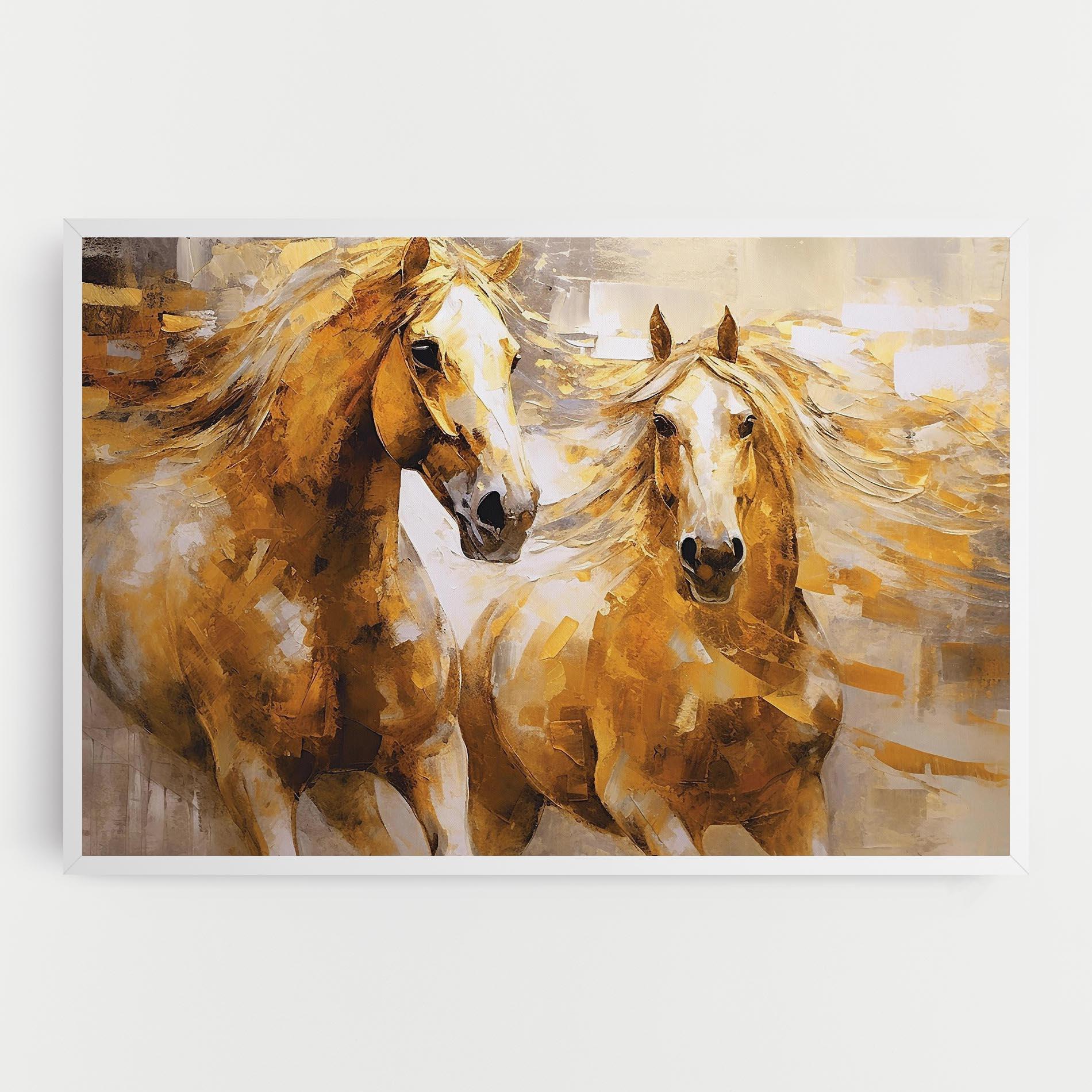 Leinwandbild Golden Brown Horses mockup 0
