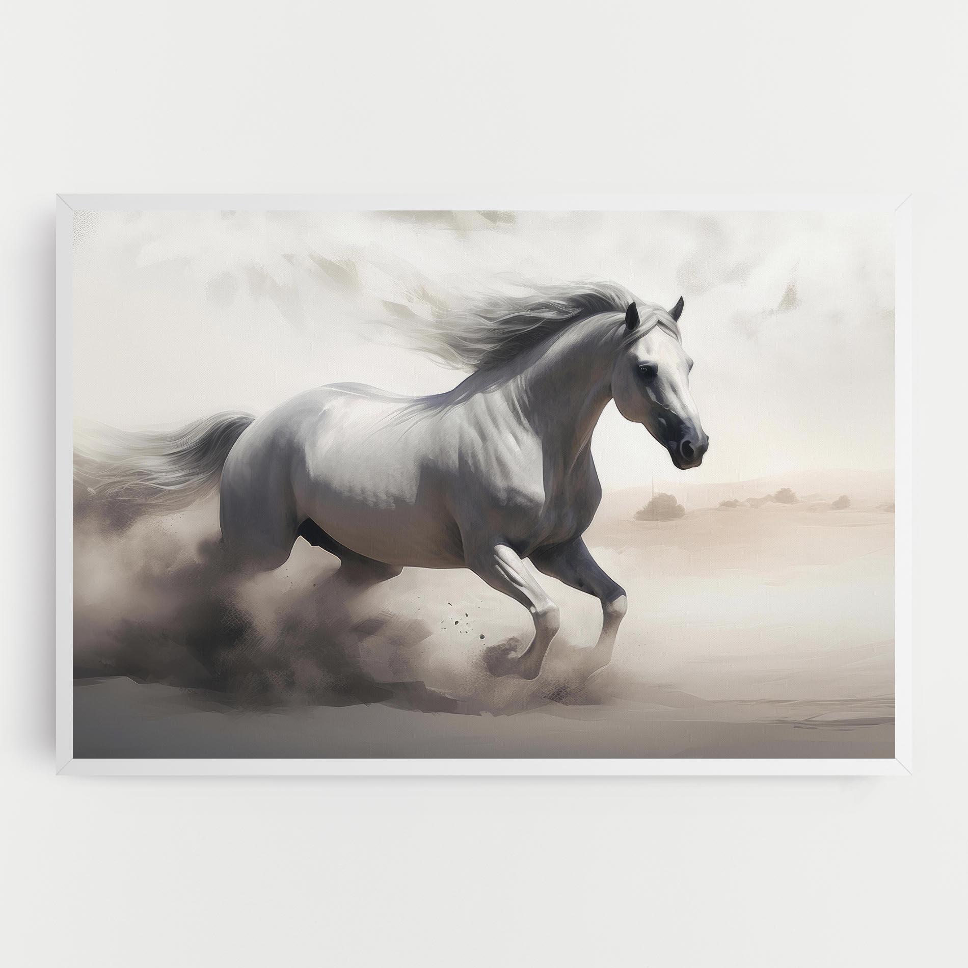 Leinwandbild Light Grey Horse Galloping mockup 0