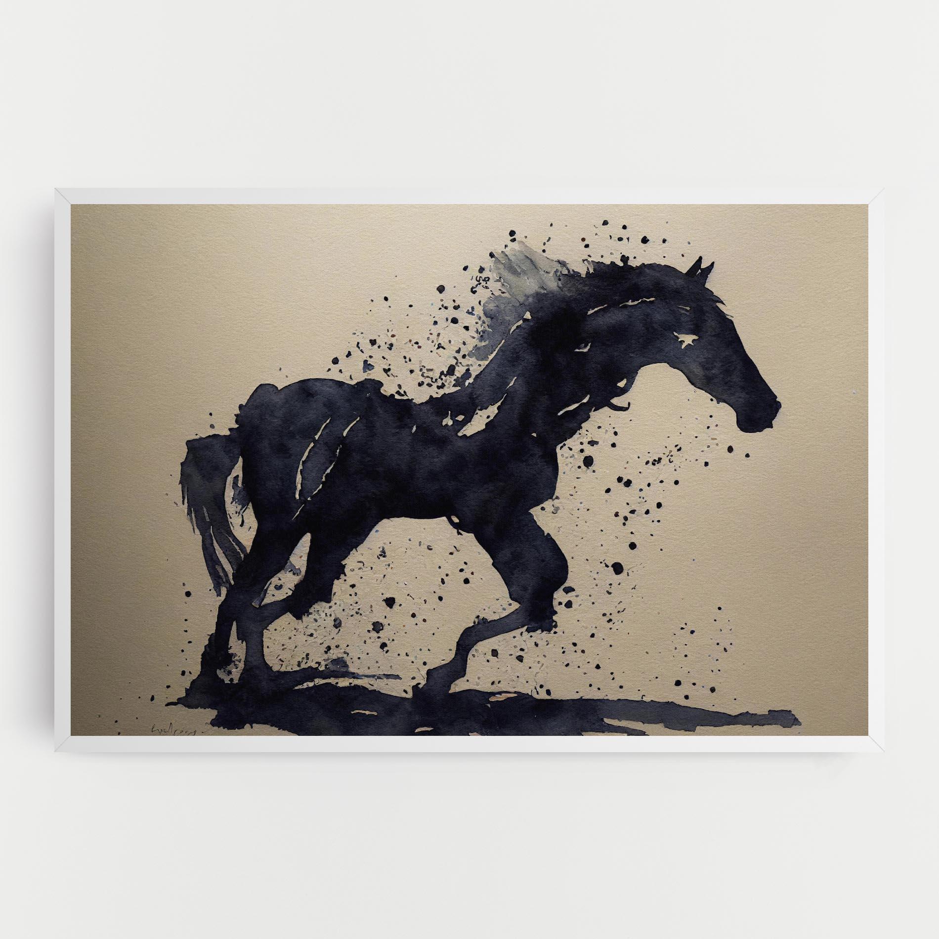Leinwandbild Watercolor Black Horse mockup 0