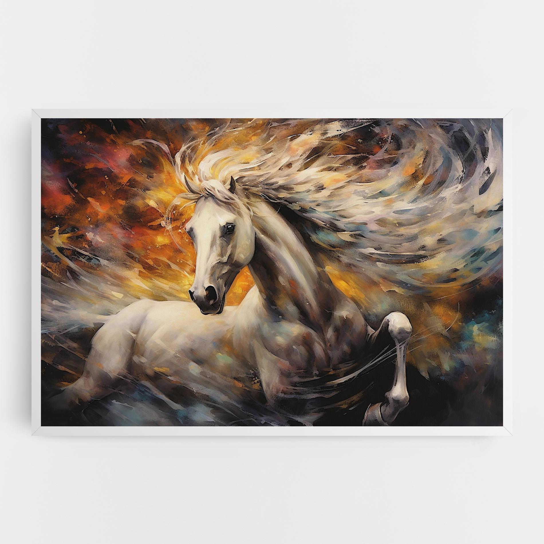 Leinwandbild White Horse Painting mockup 0