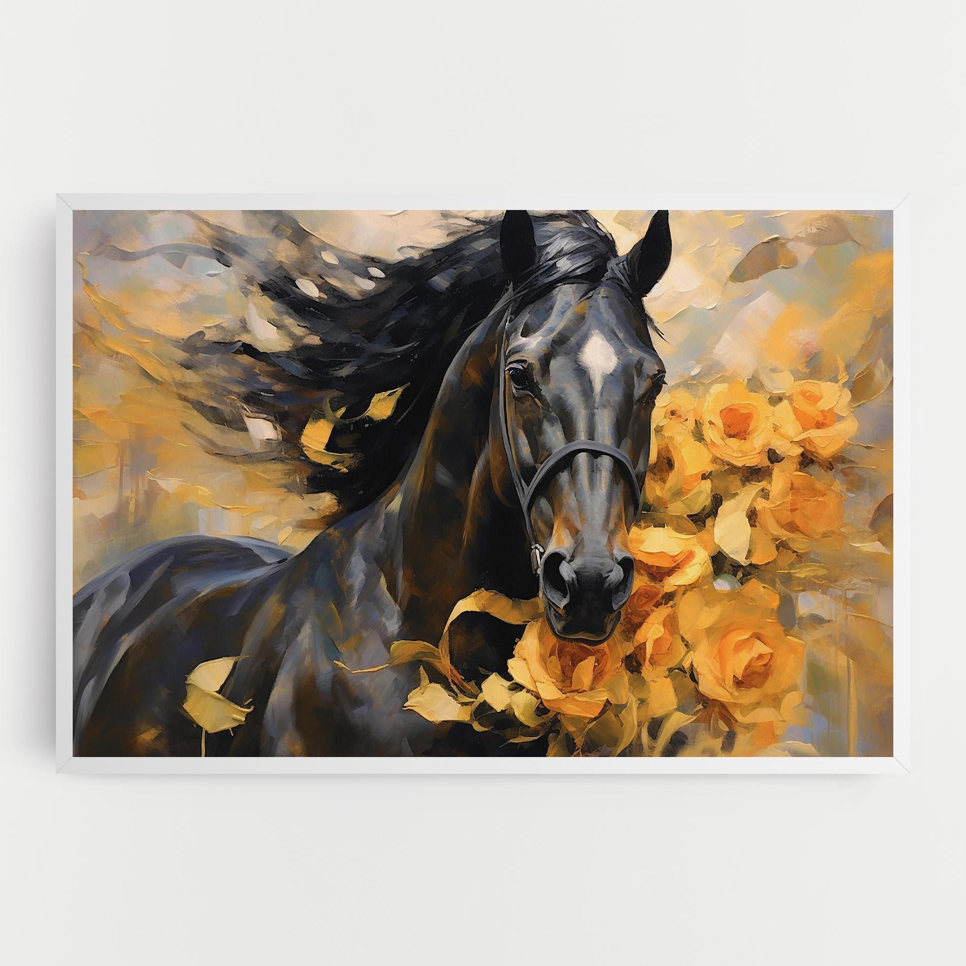 Leinwandbild Yellow Roses Horse mockup 0