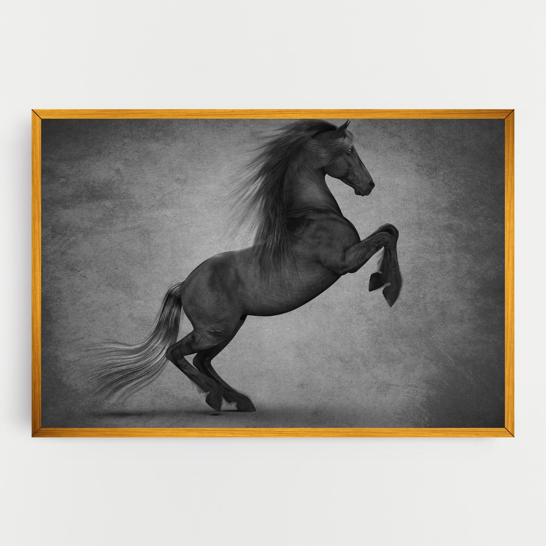 Leinwandbild Black Horse Jumping mockup 0