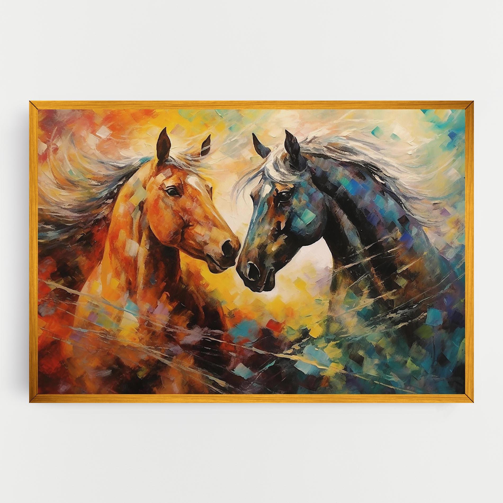 Leinwandbild Brown Black Horses mockup 0