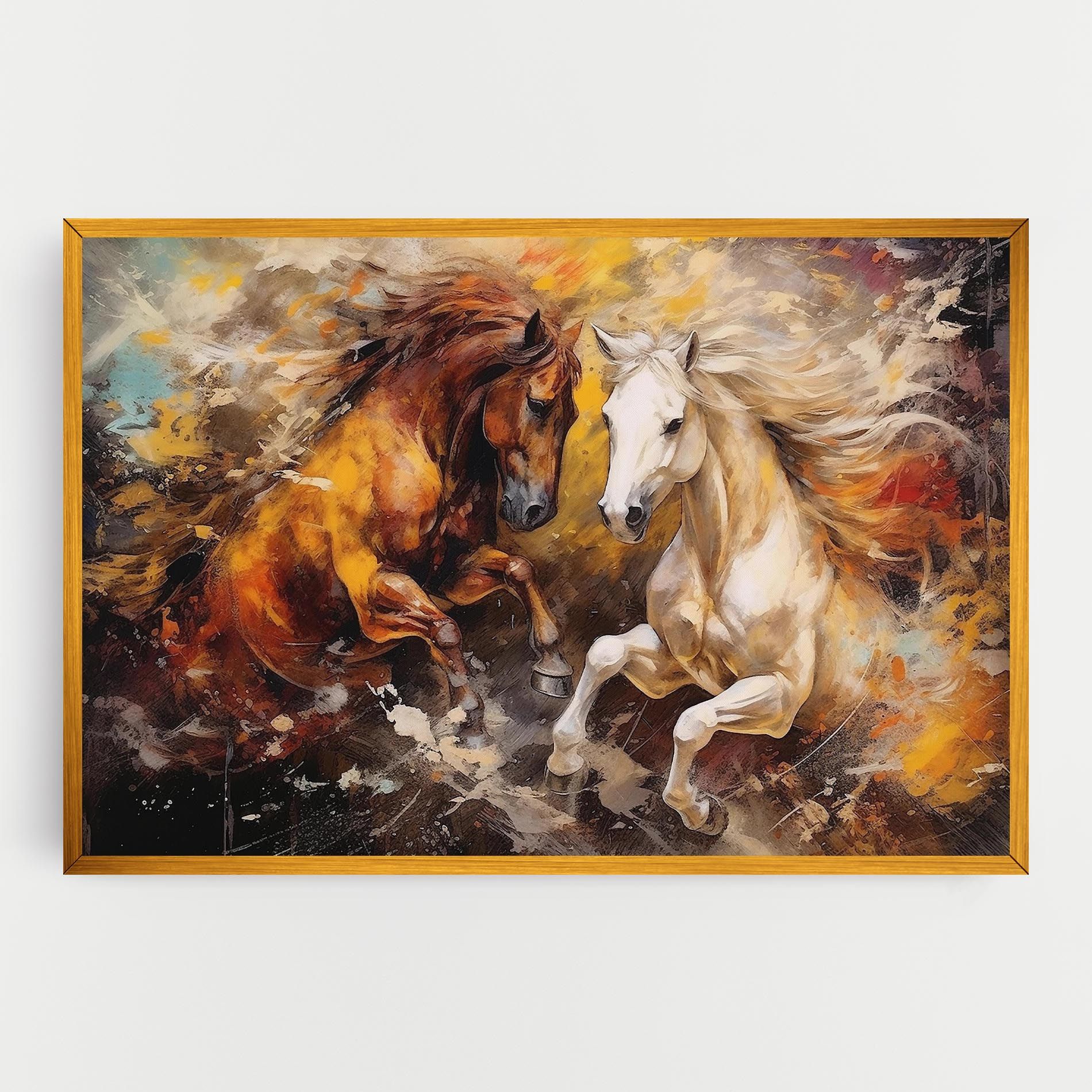 Brown White Horses mockup 0