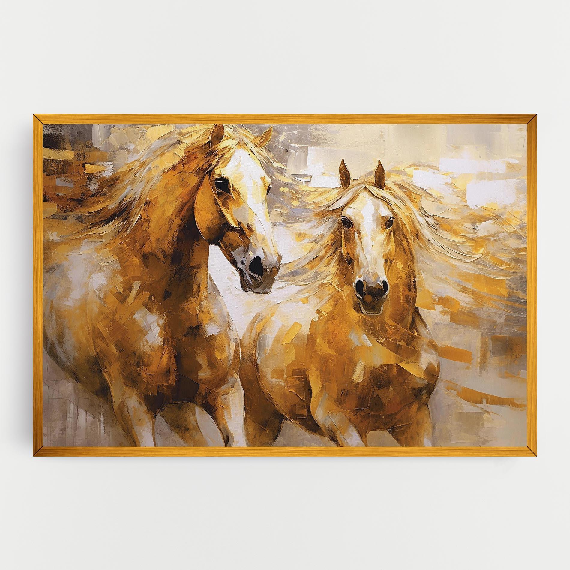 Leinwandbild Golden Brown Horses mockup 0