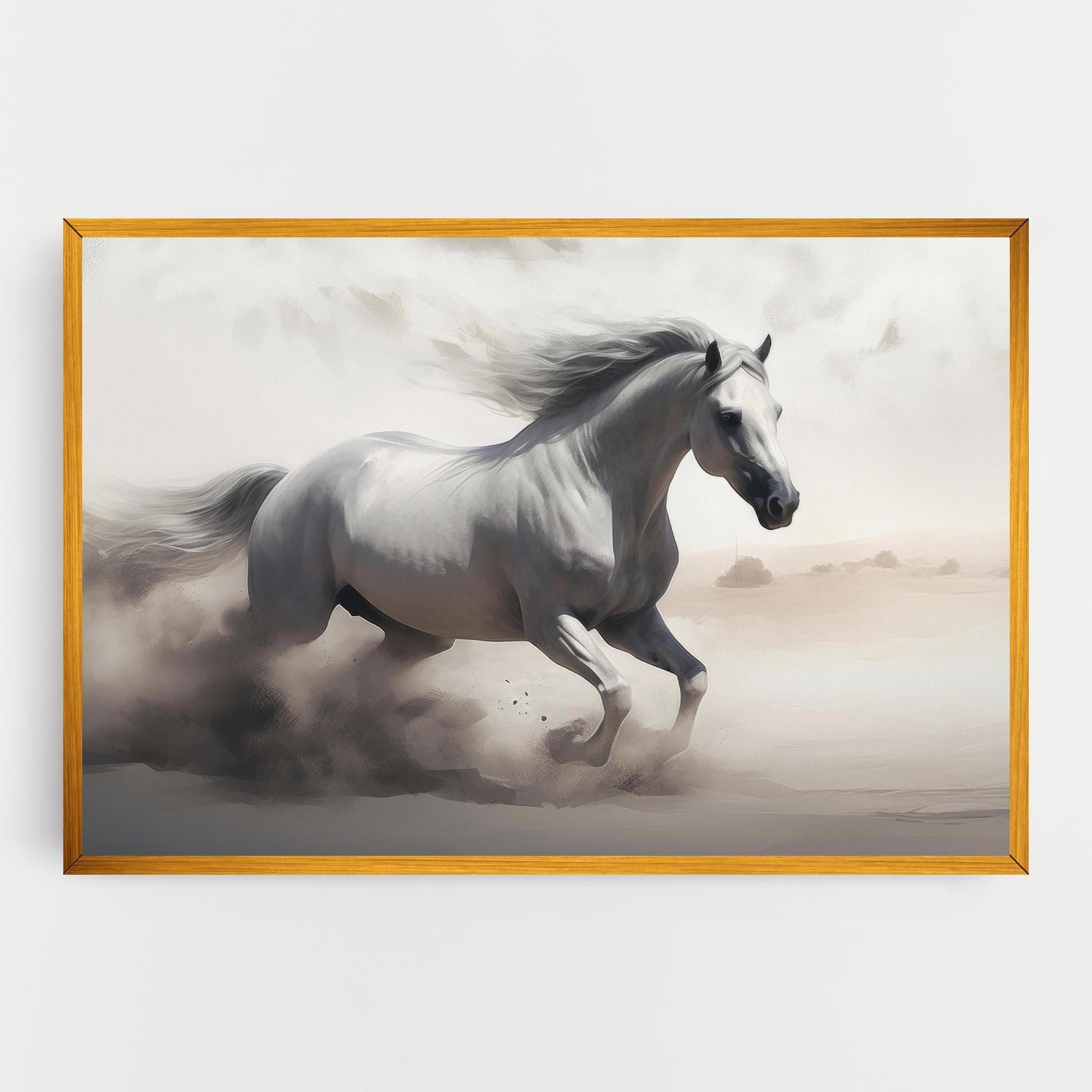 Leinwandbild Light Grey Horse Galloping mockup 0