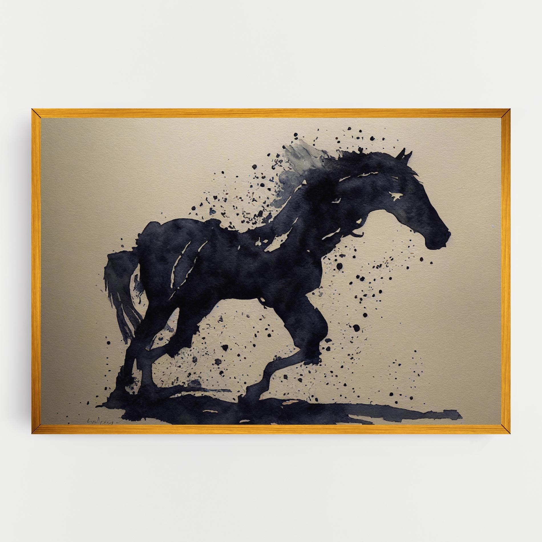 Leinwandbild Watercolor Black Horse mockup 0