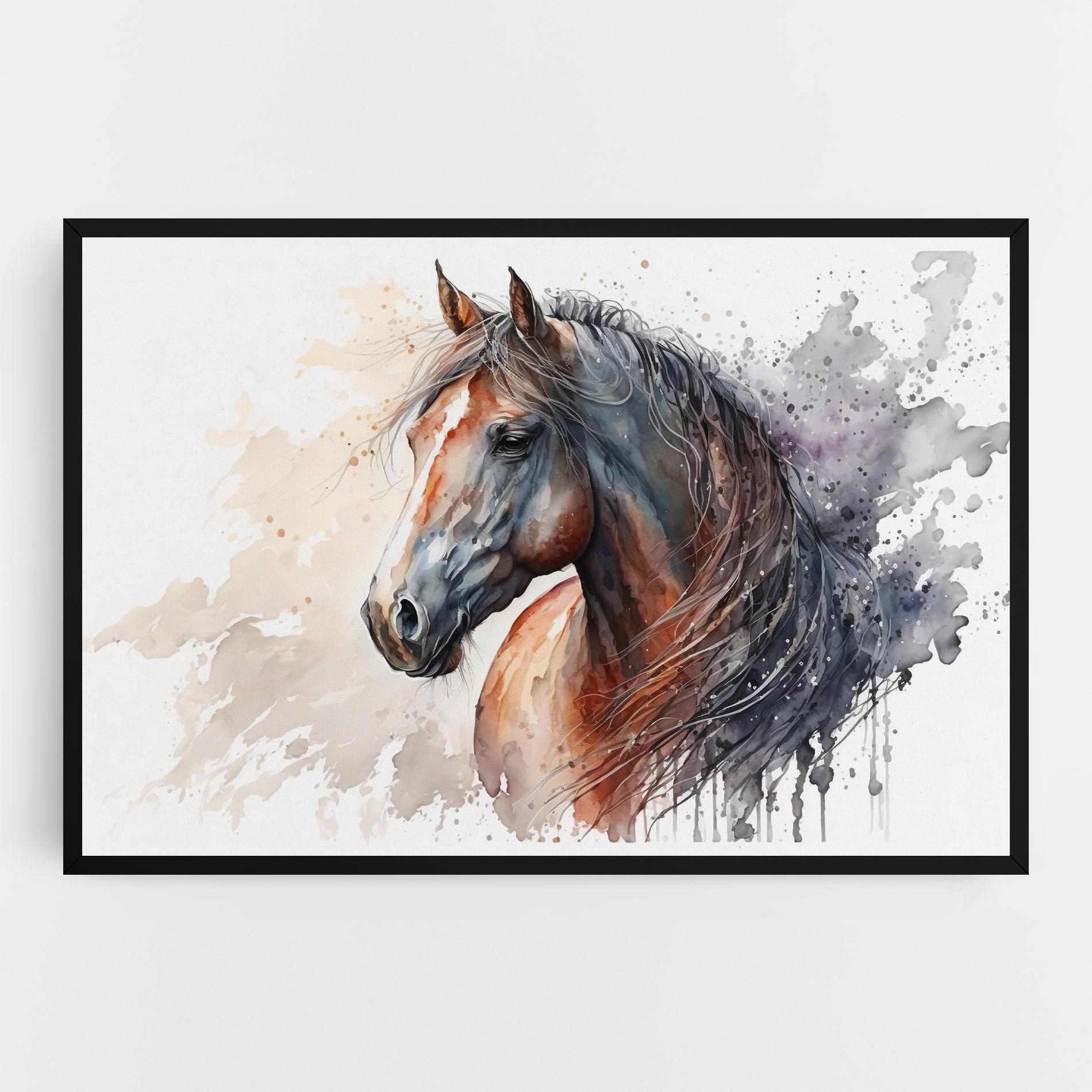 Leinwandbild Black Brown Horse Painting mockup 0