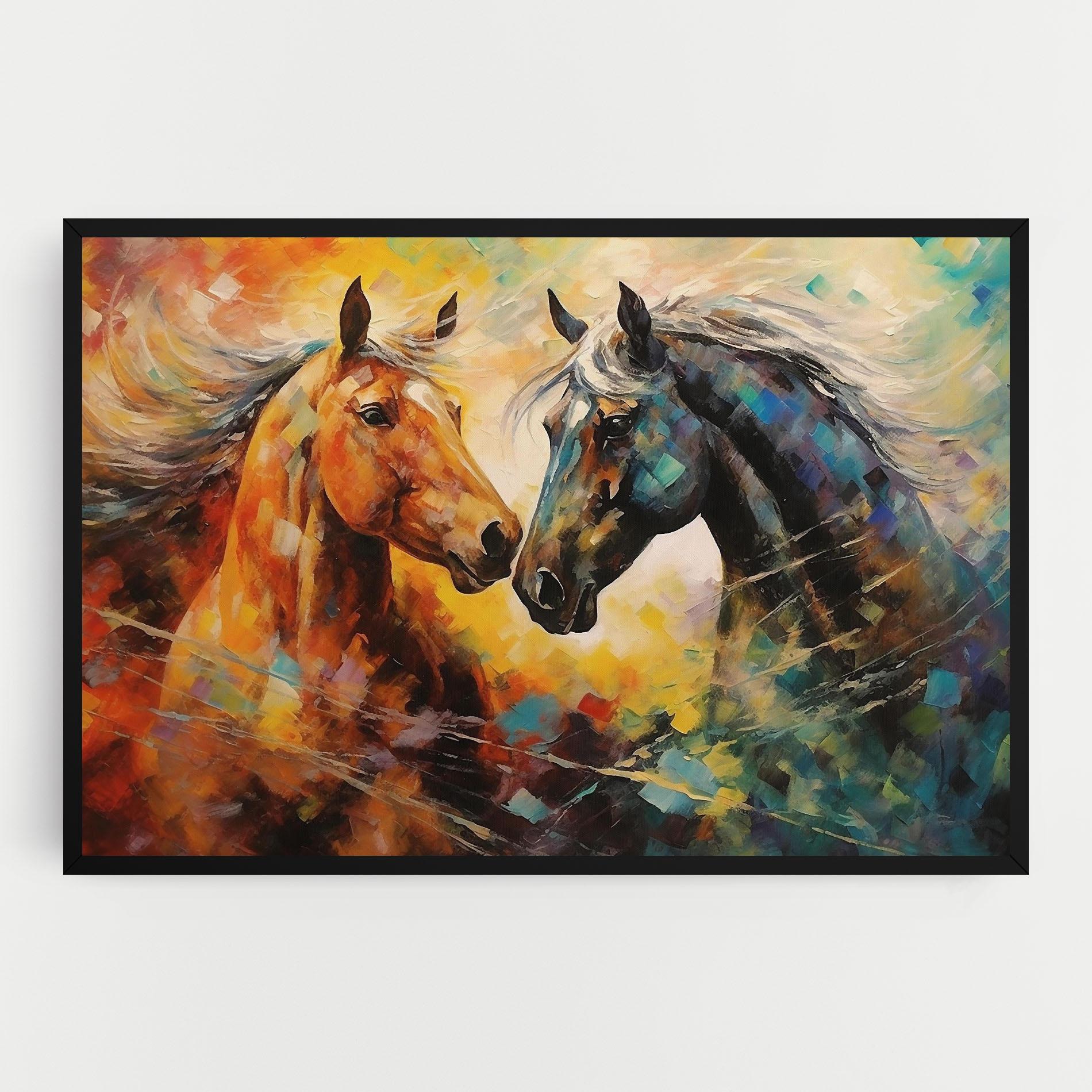 Leinwandbild Brown Black Horses mockup 0