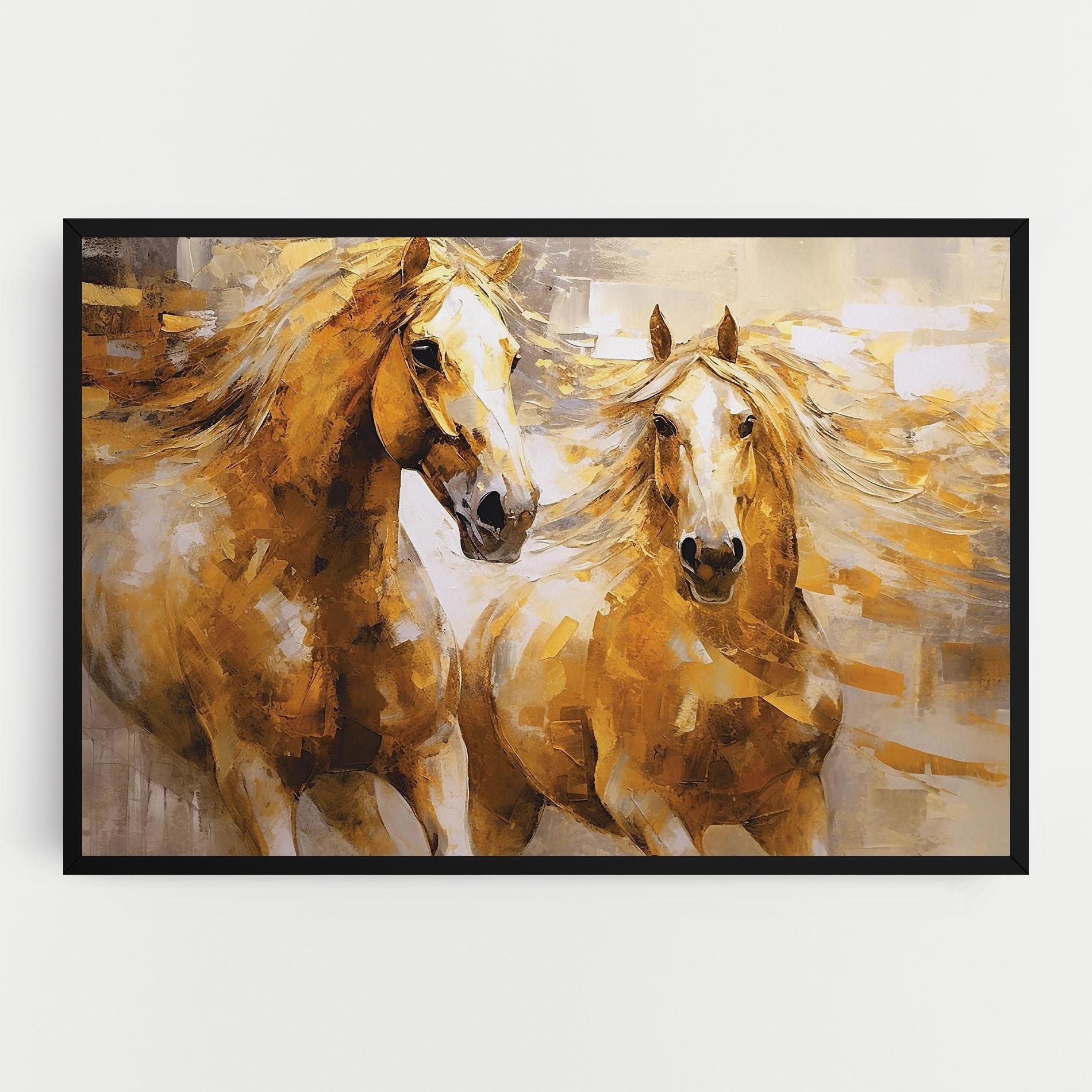 Leinwandbild Golden Brown Horses mockup 0
