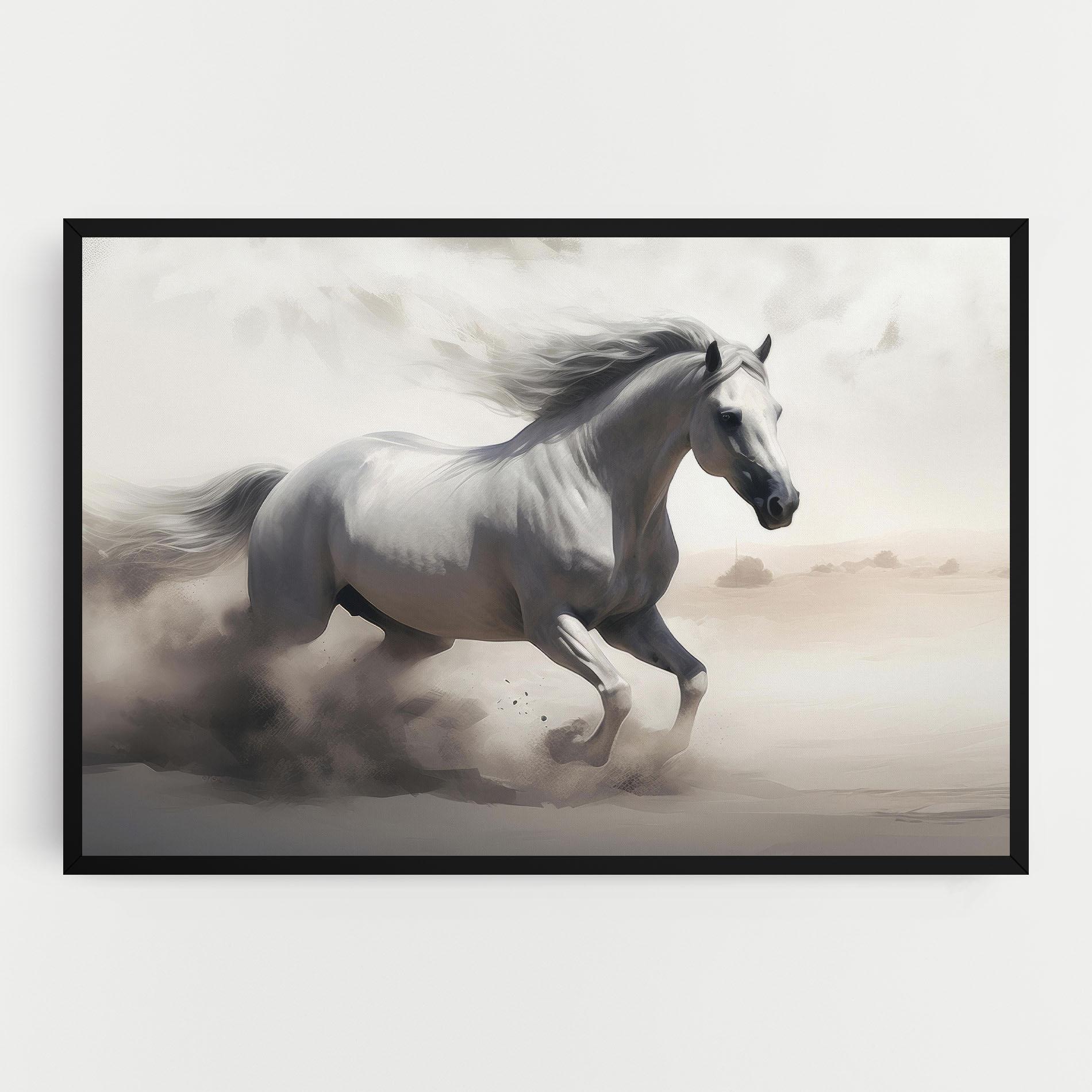 Leinwandbild Light Grey Horse Galloping mockup 0