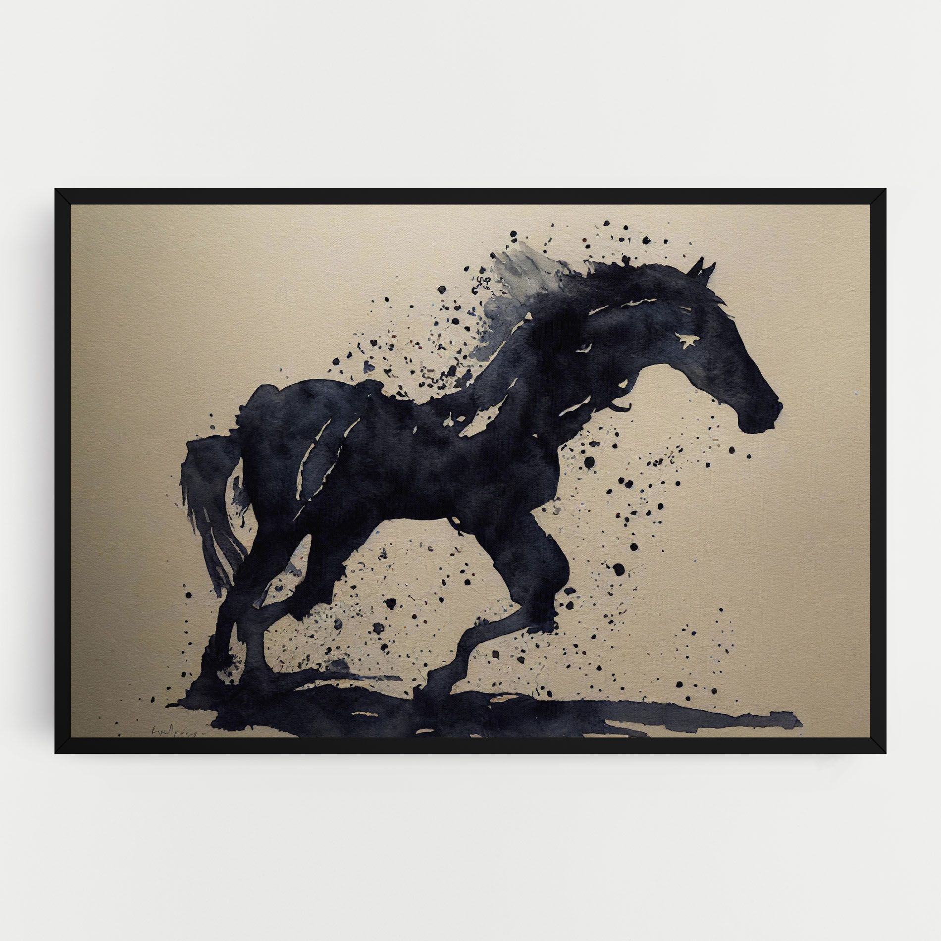 Watercolor Black Horse mockup 0