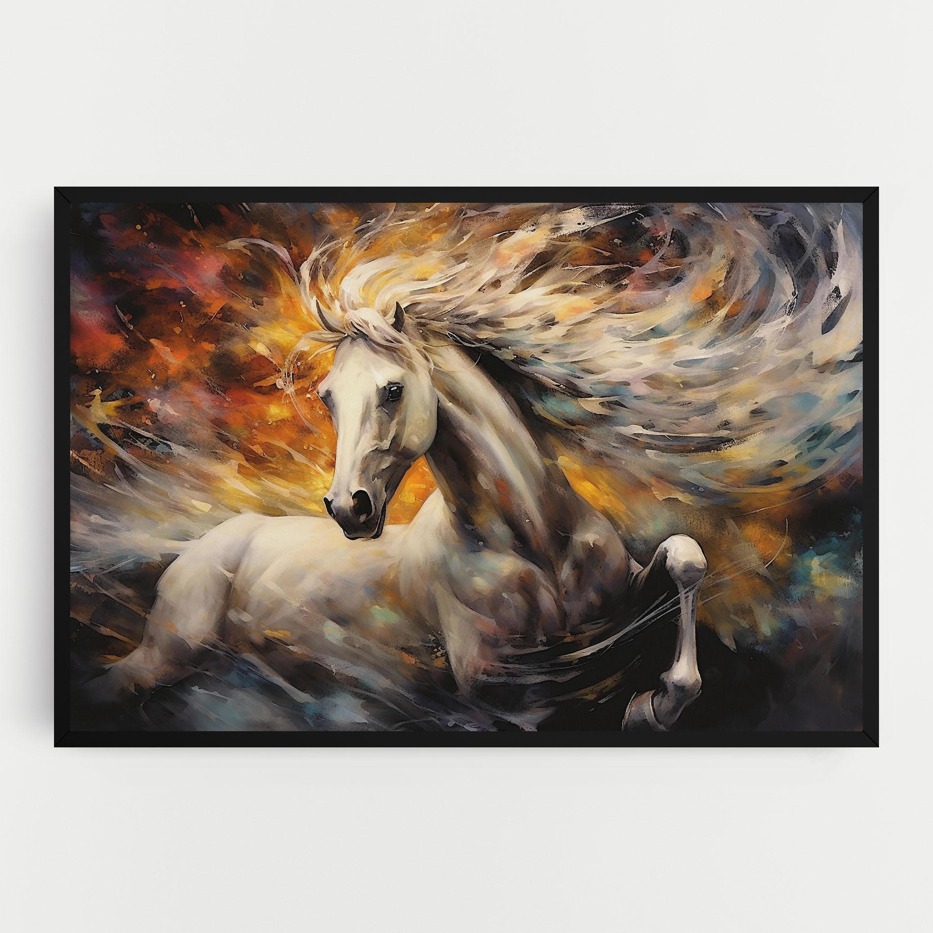 Leinwandbild White Horse Painting mockup 0