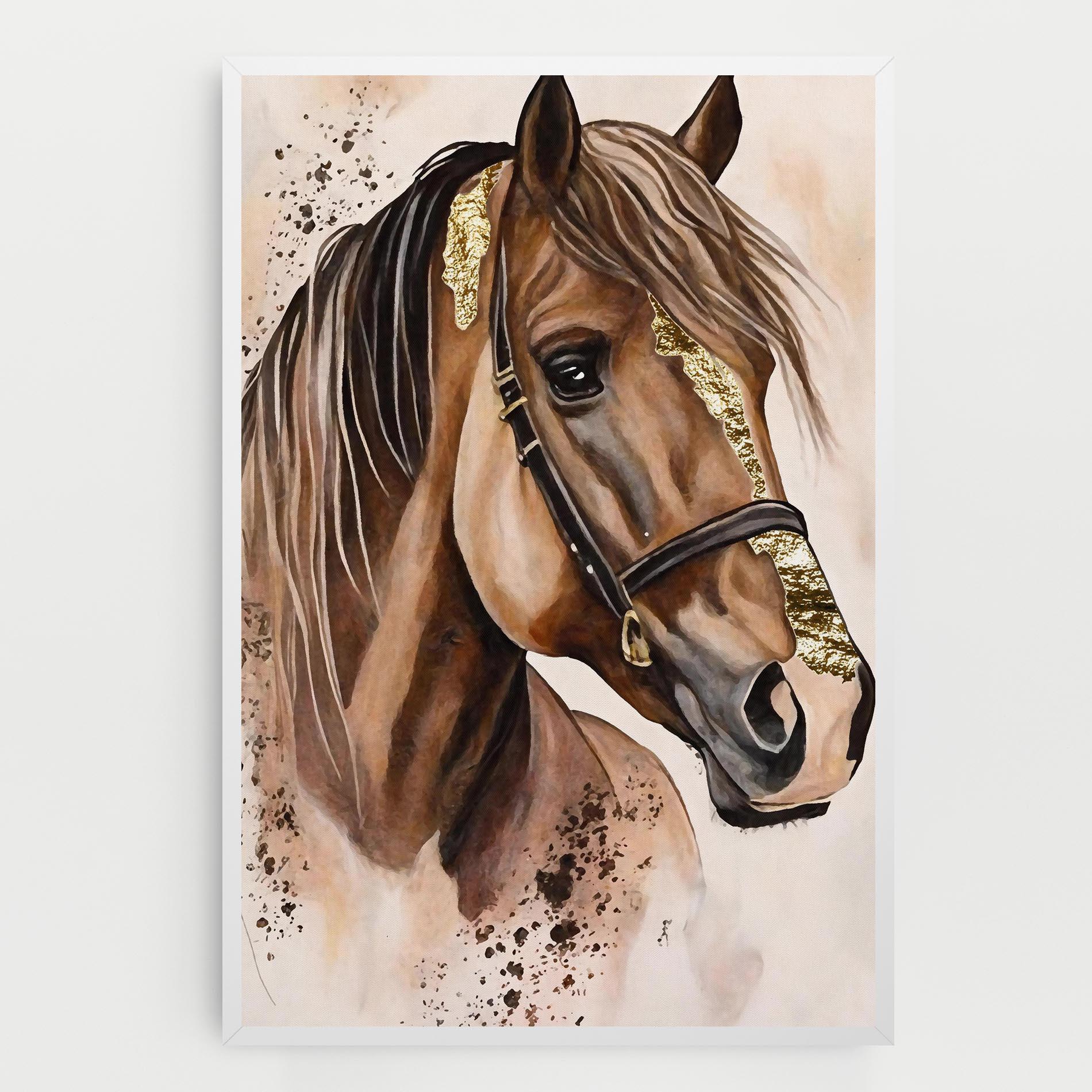 Leinwandbild Gold Horse Painting mockup 0