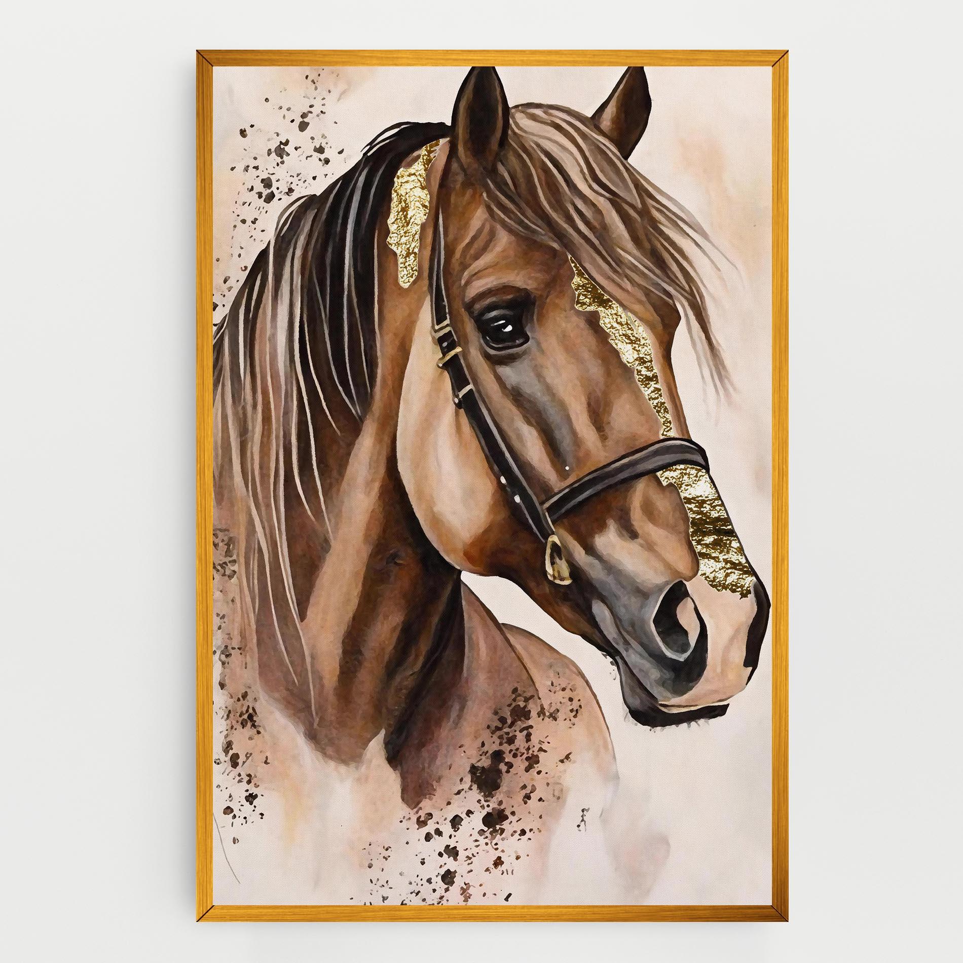 Leinwandbild Gold Horse Painting mockup 0