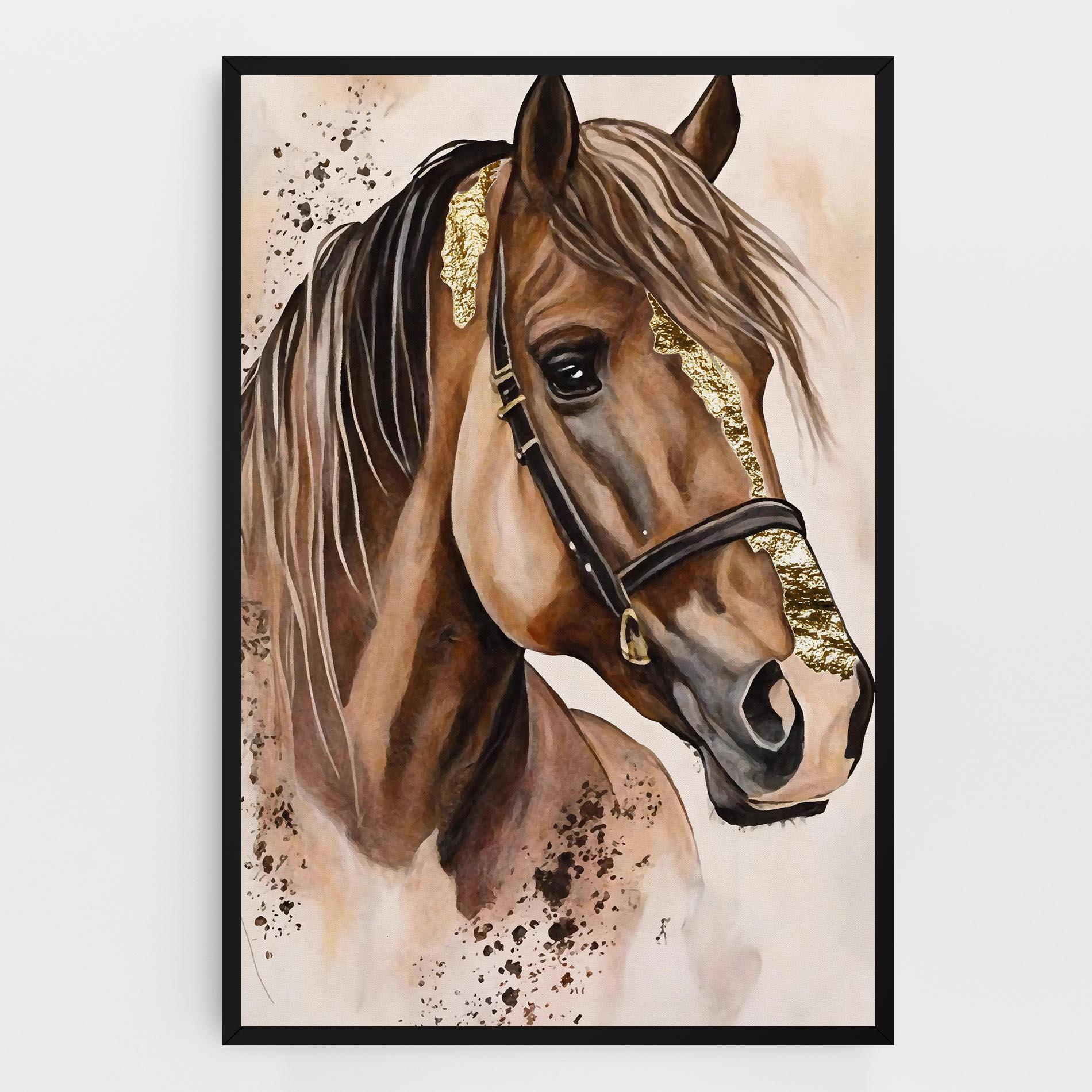 Leinwandbild Gold Horse Painting mockup 0
