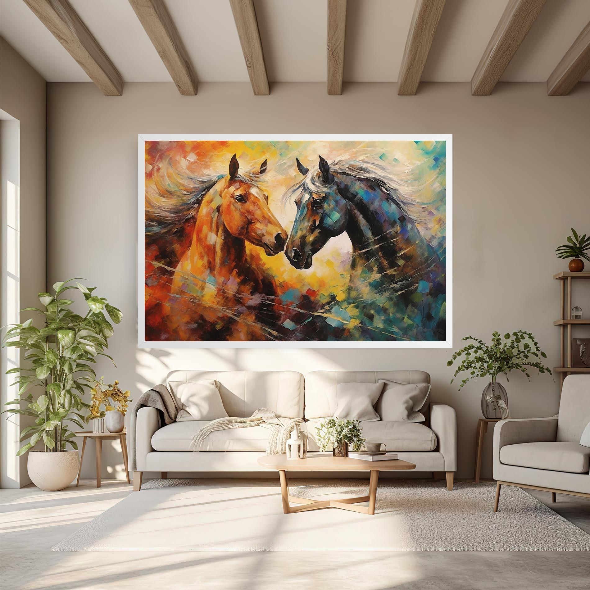 Leinwandbild Brown Black Horses mockup 6
