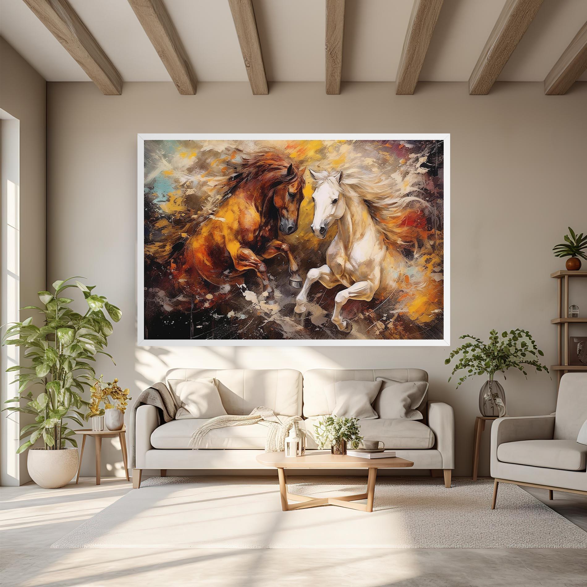 Leinwandbild Brown White Horses mockup 6