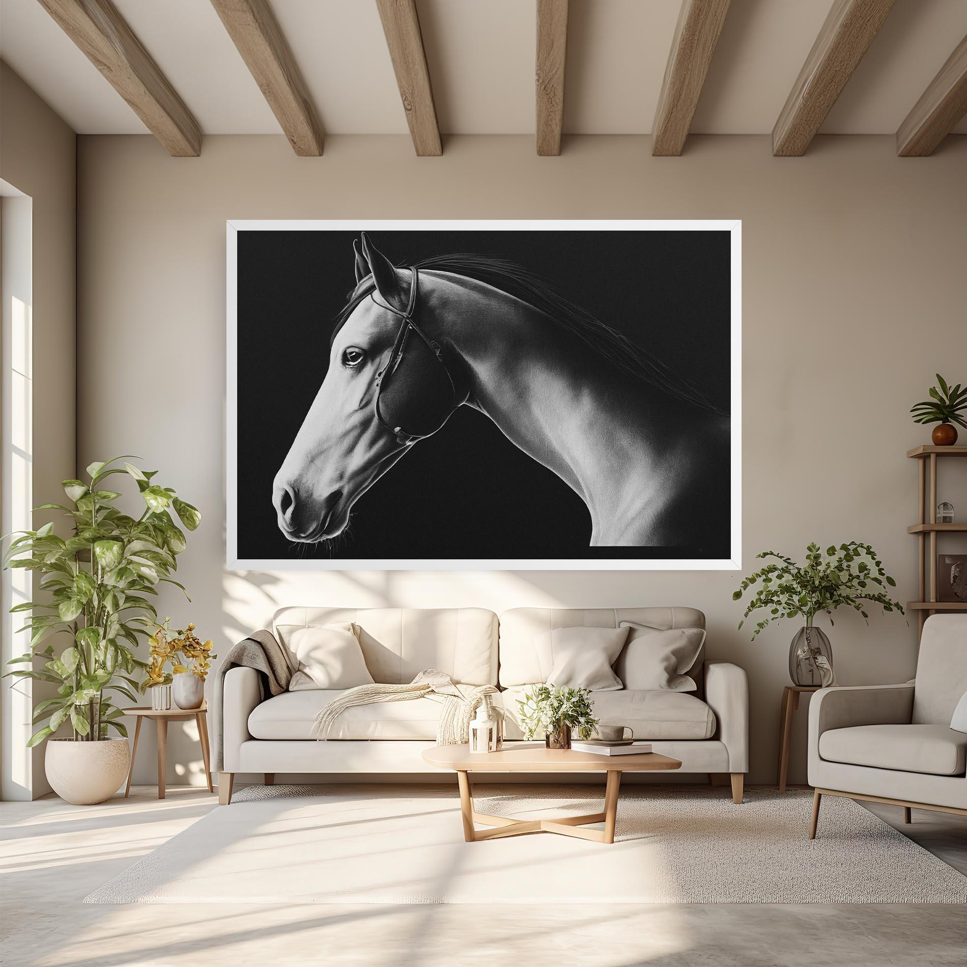 Leinwandbild Gray Horse Profile mockup 6