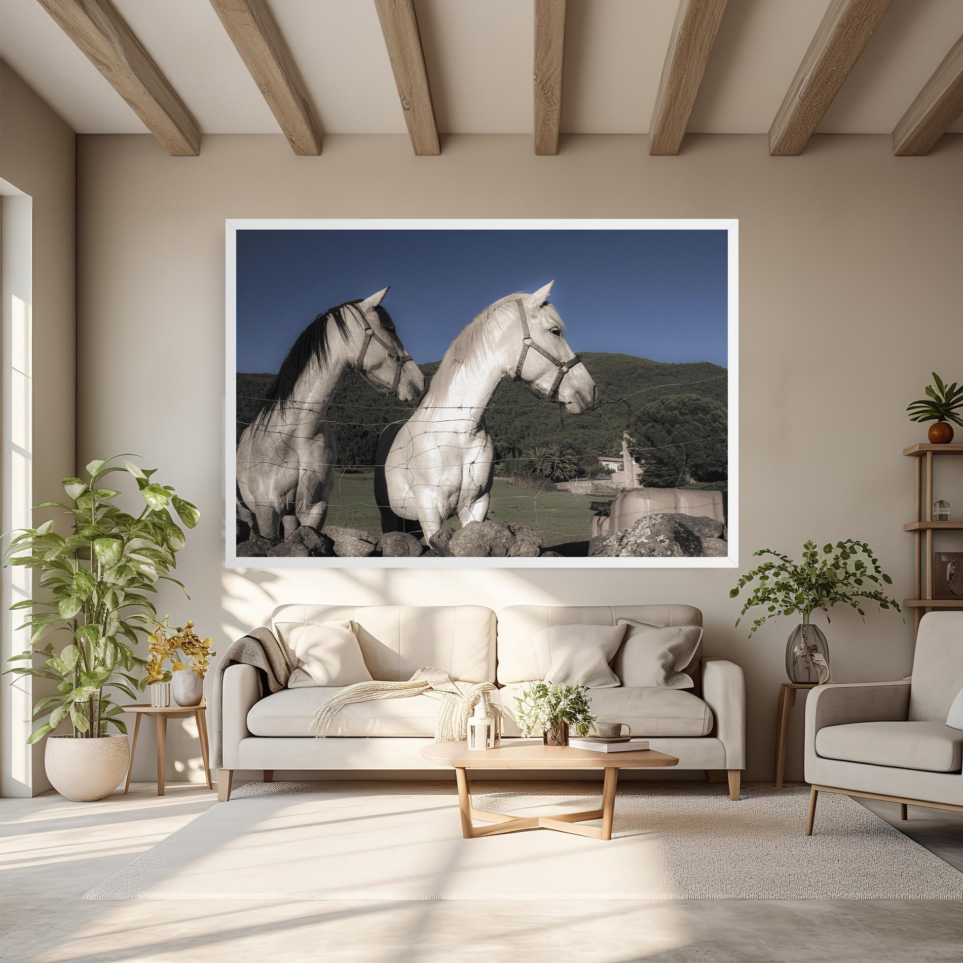 Leinwandbild White Grey Horse mockup 6
