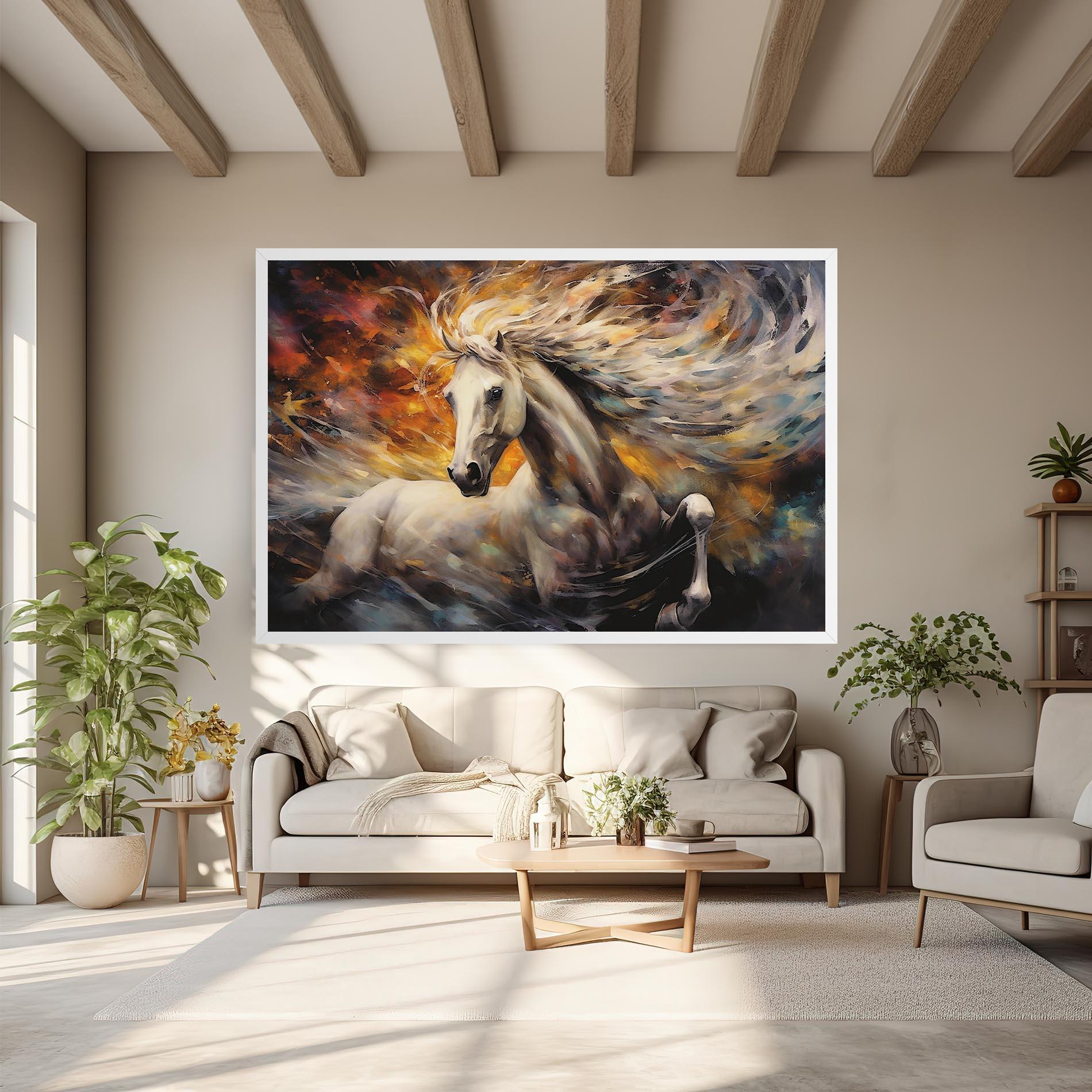 Leinwandbild White Horse Painting mockup 6