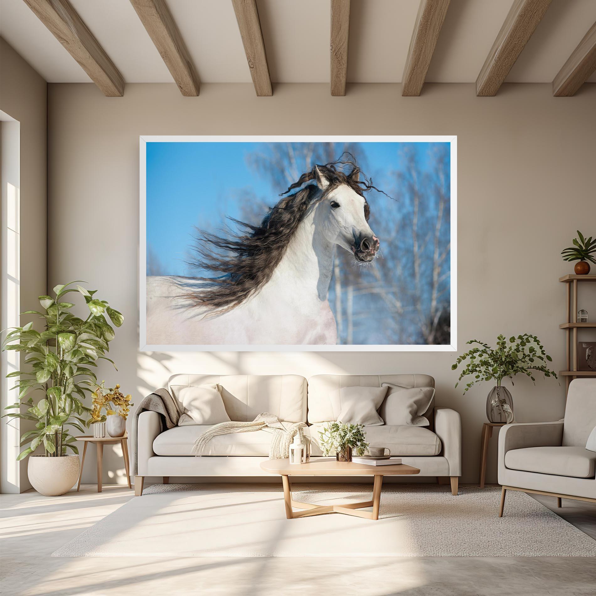 Leinwandbild Wild Black Hair Horse mockup 6