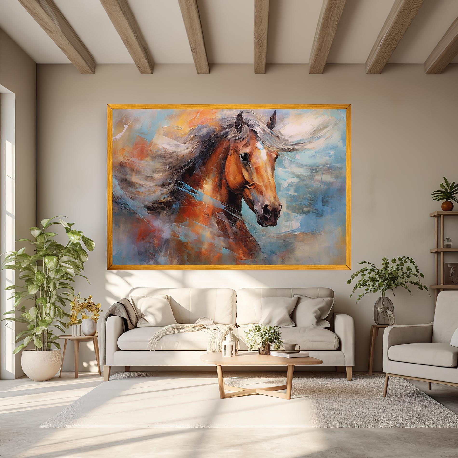 Leinwandbild Beautiful Brown Horse mockup 6