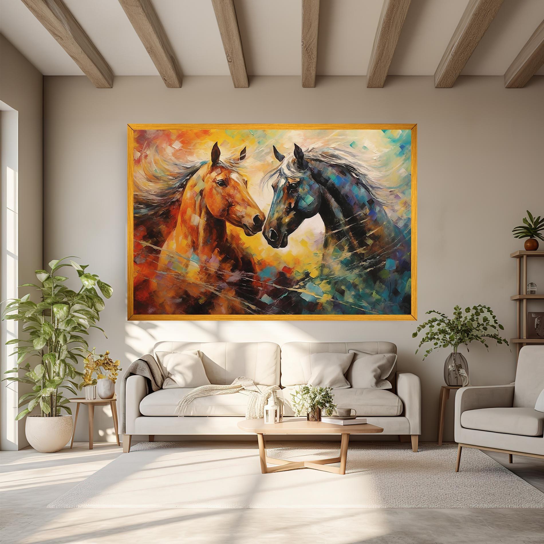 Leinwandbild Brown Black Horses mockup 6