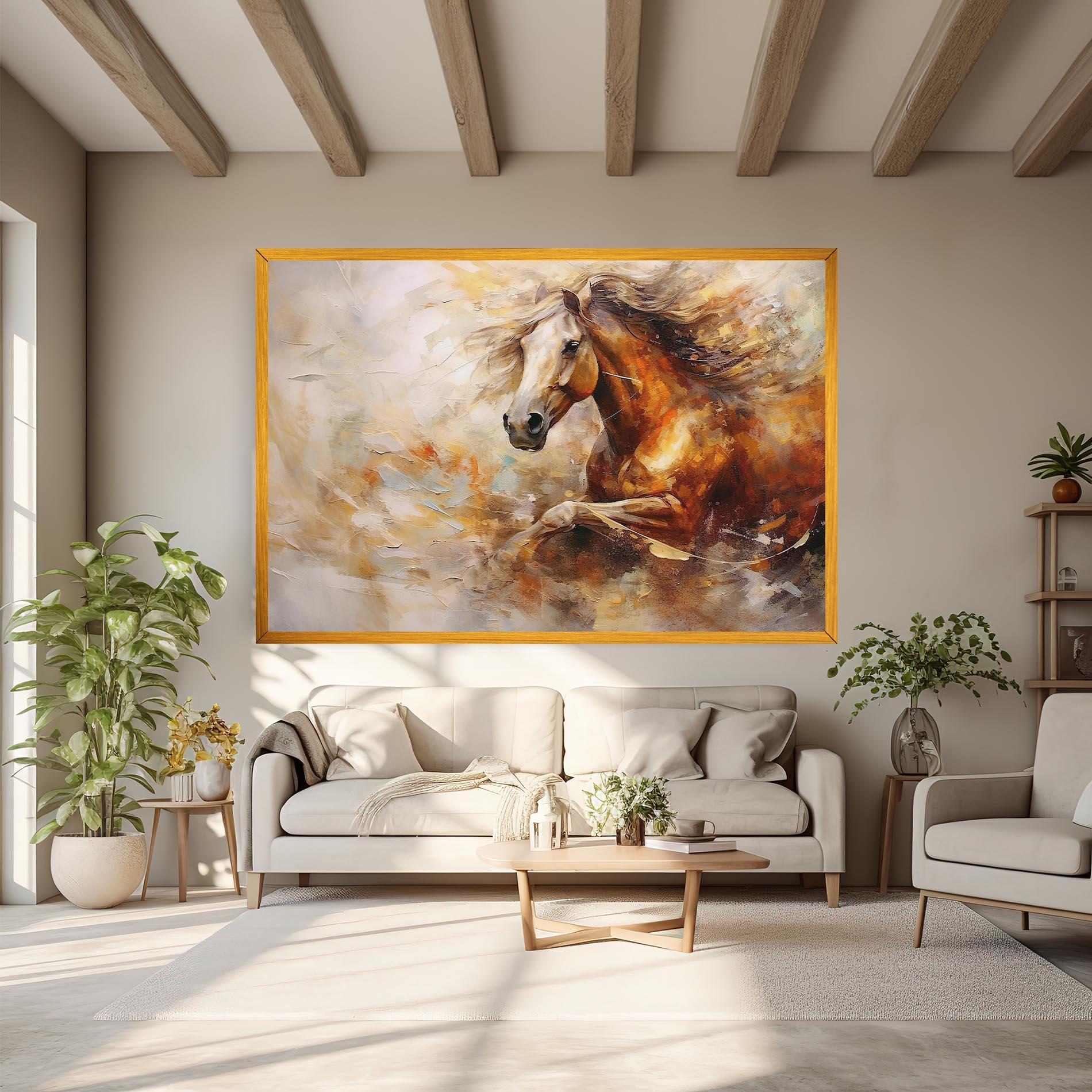 Leinwandbild Brown Horse Running mockup 6