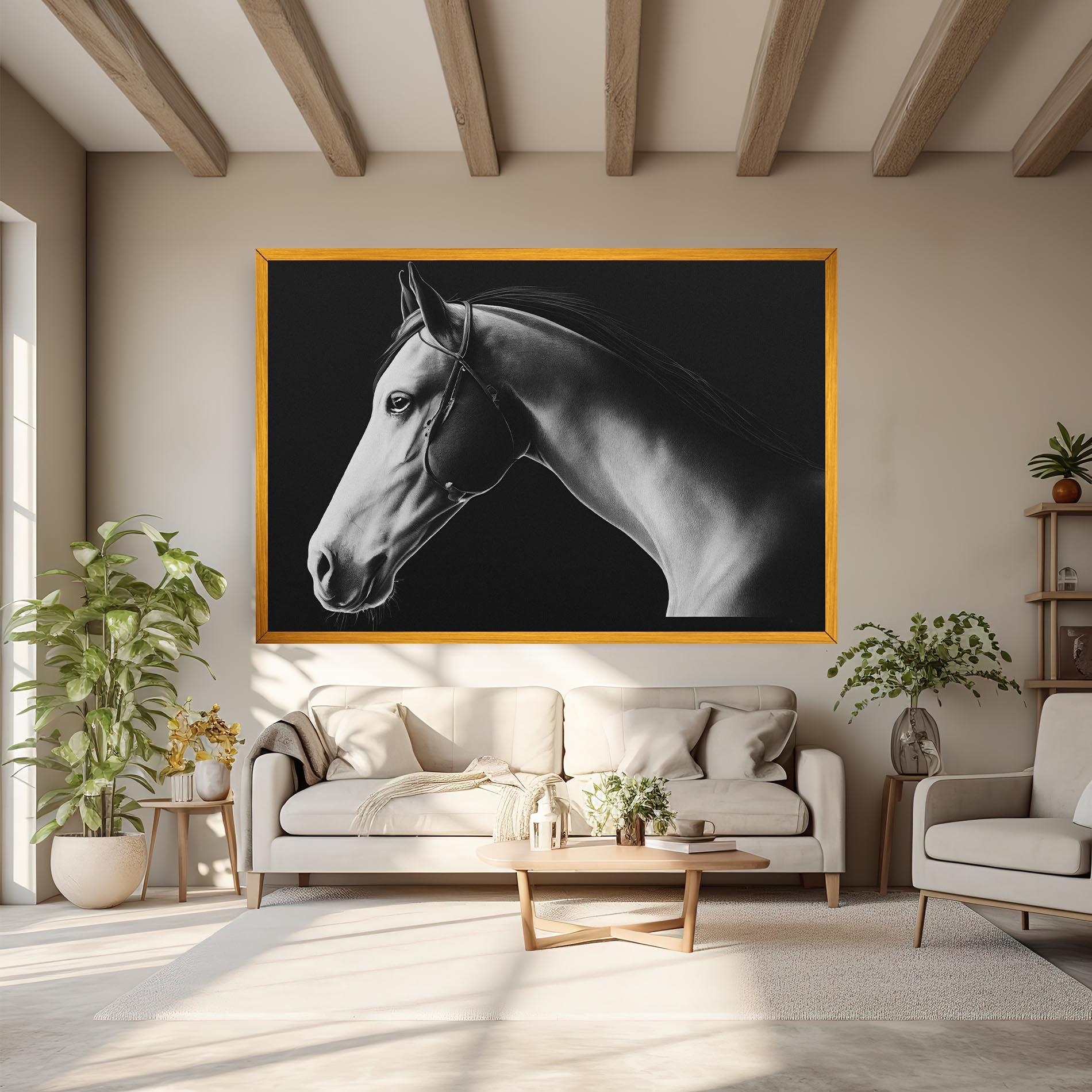 Leinwandbild Gray Horse Profile mockup 6