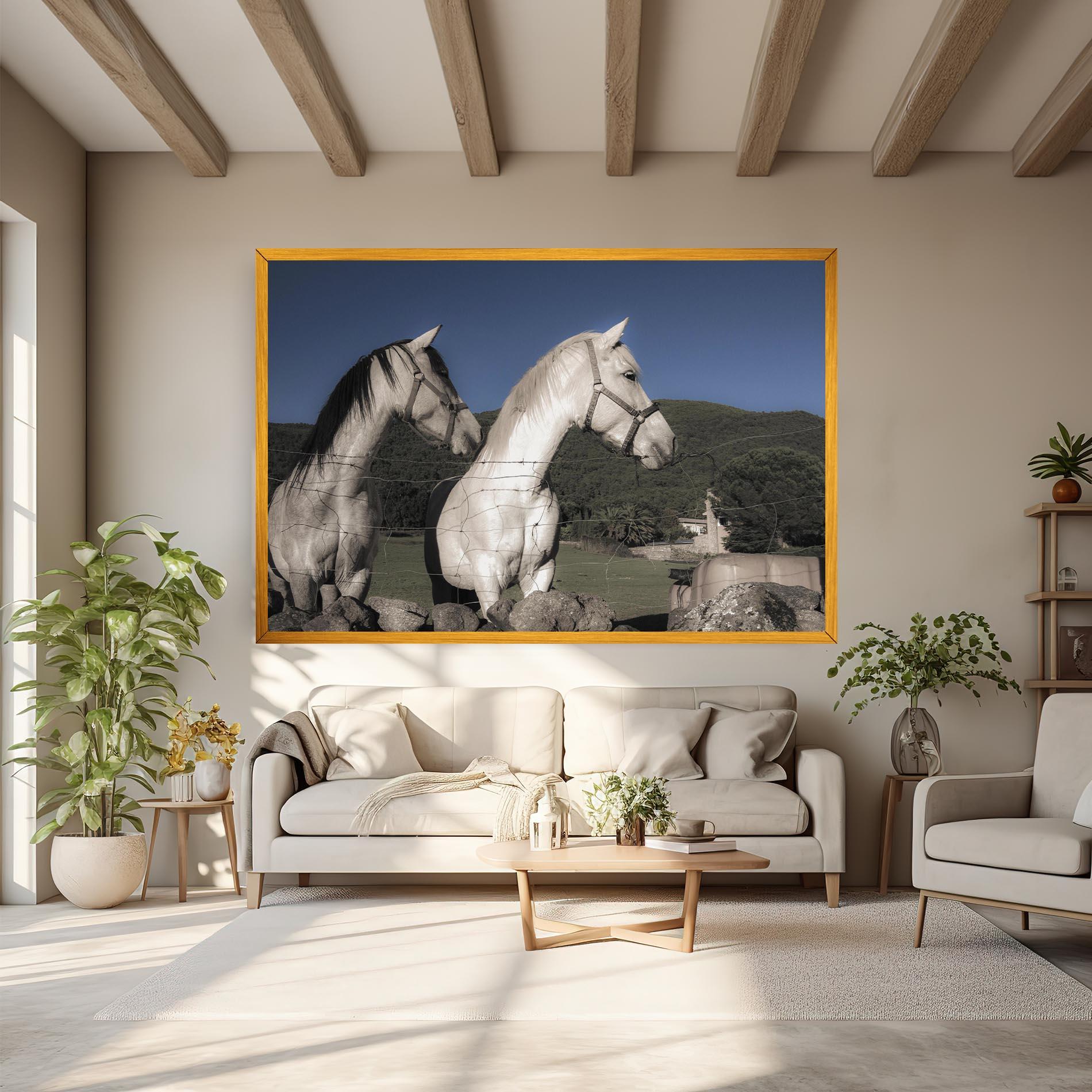 Leinwandbild White Grey Horse mockup 6