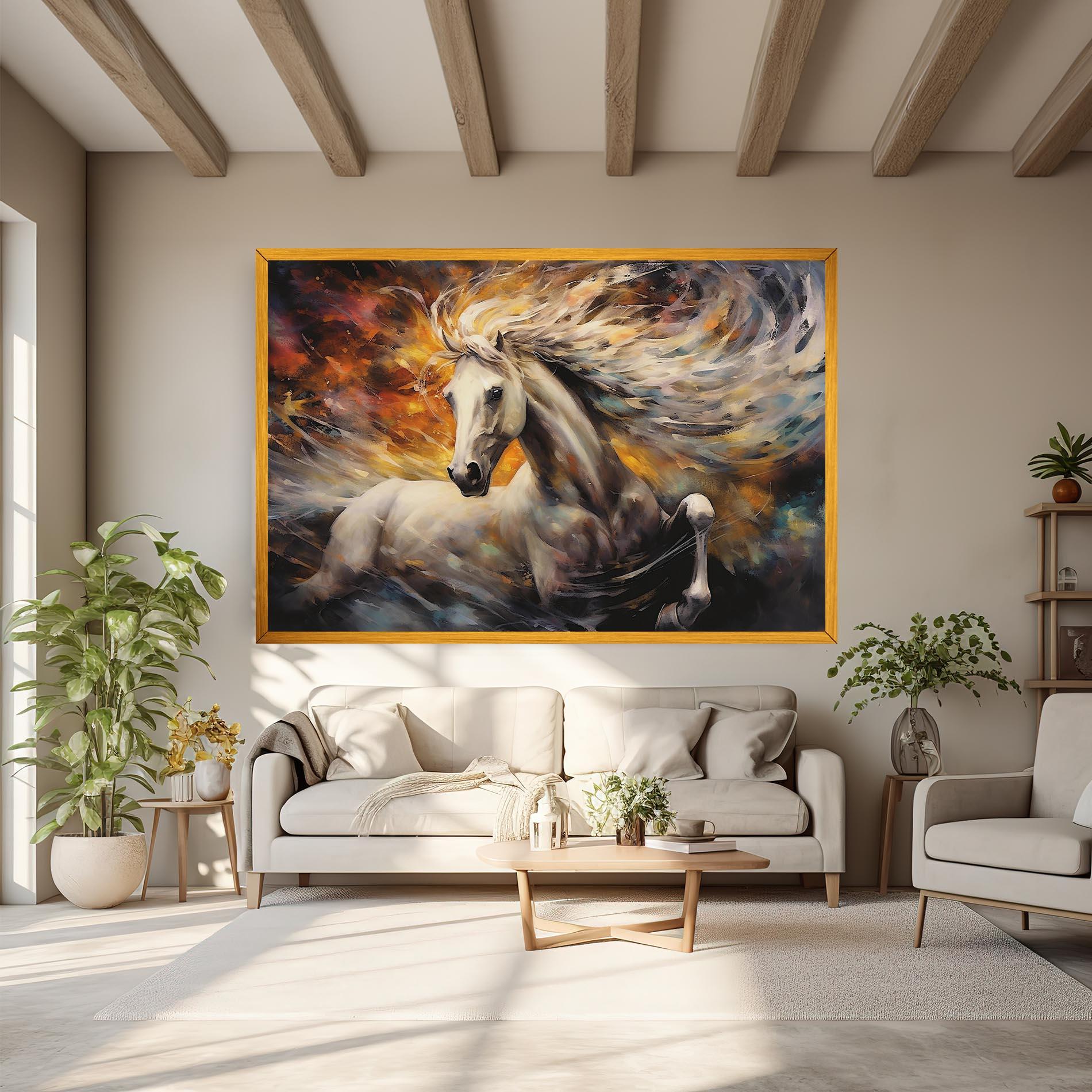 Leinwandbild White Horse Painting mockup 6