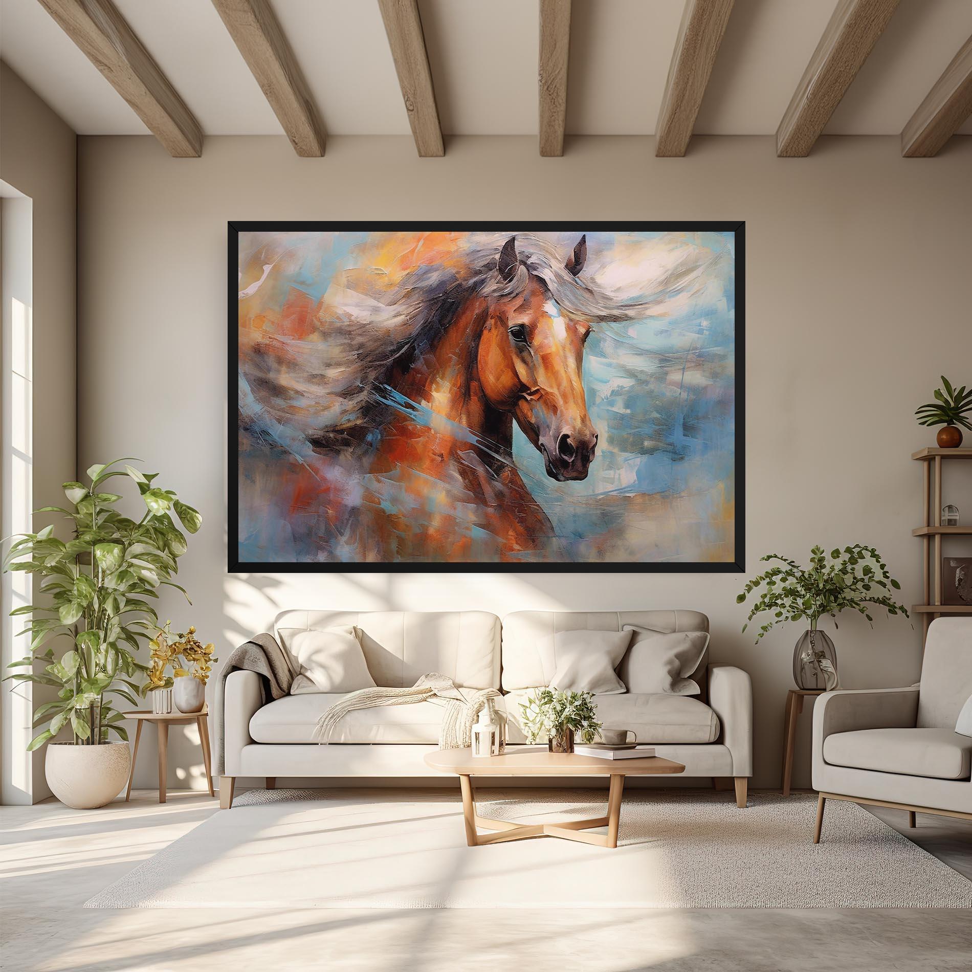 Leinwandbild Beautiful Brown Horse mockup 6