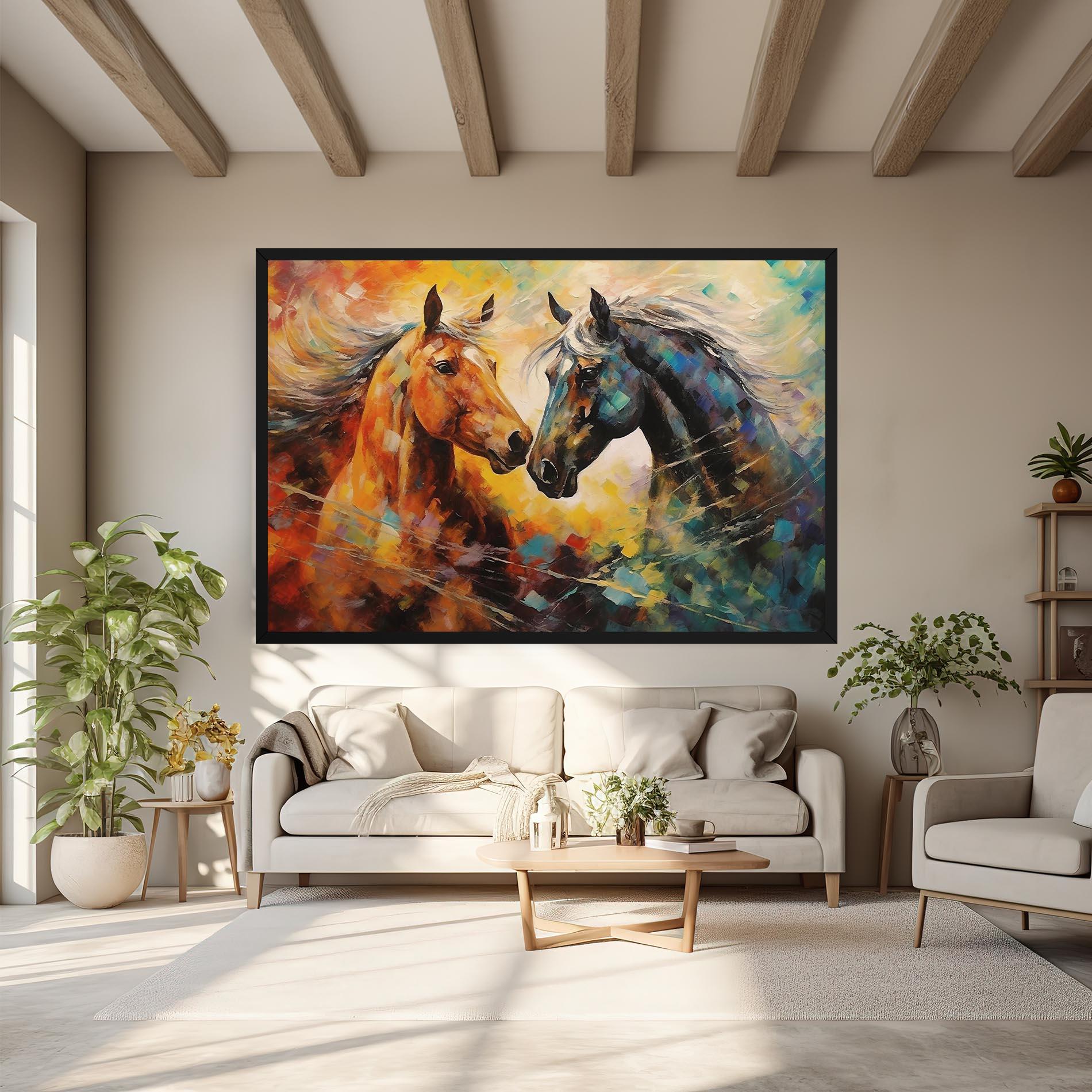 Leinwandbild Brown Black Horses mockup 6