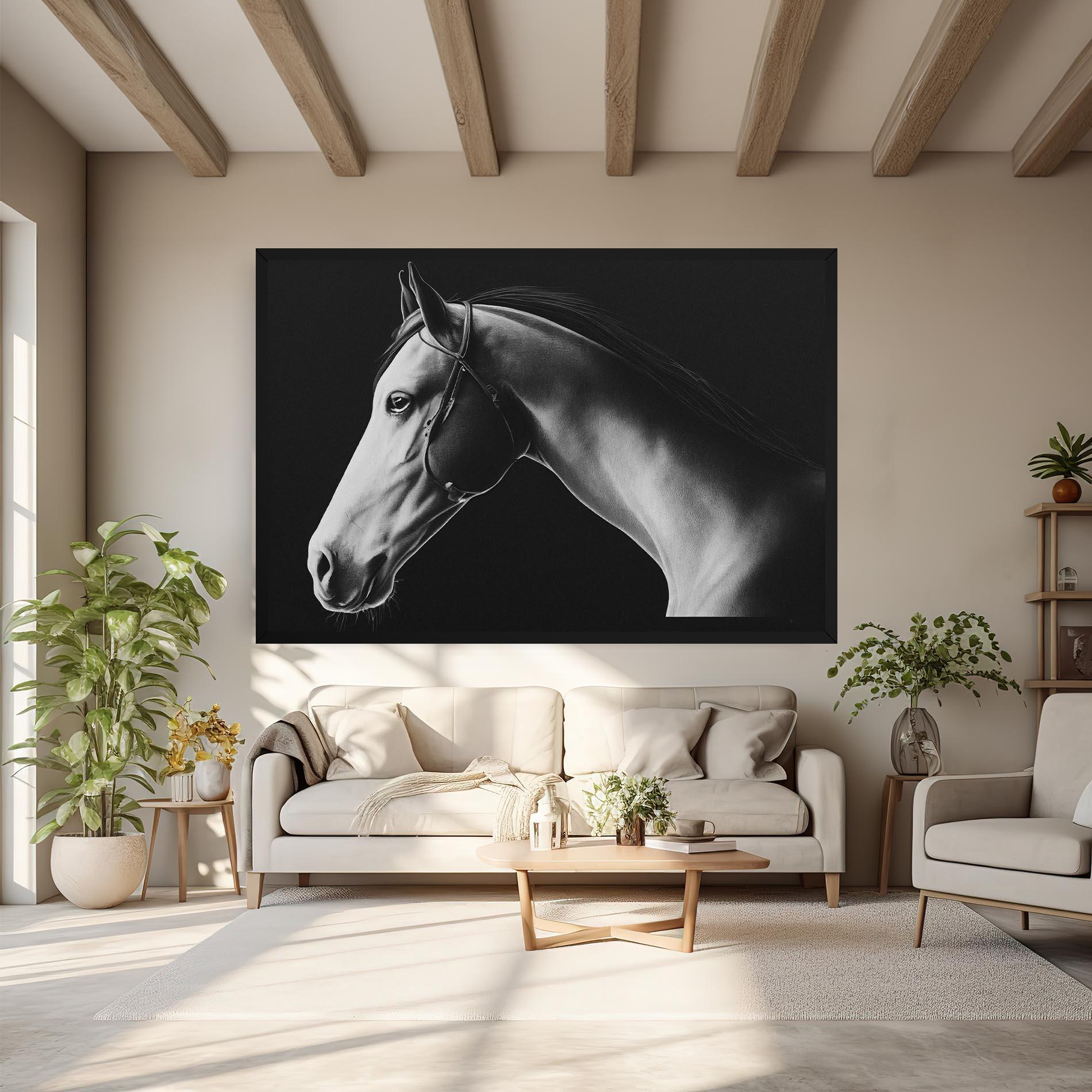 Leinwandbild Gray Horse Profile mockup 6