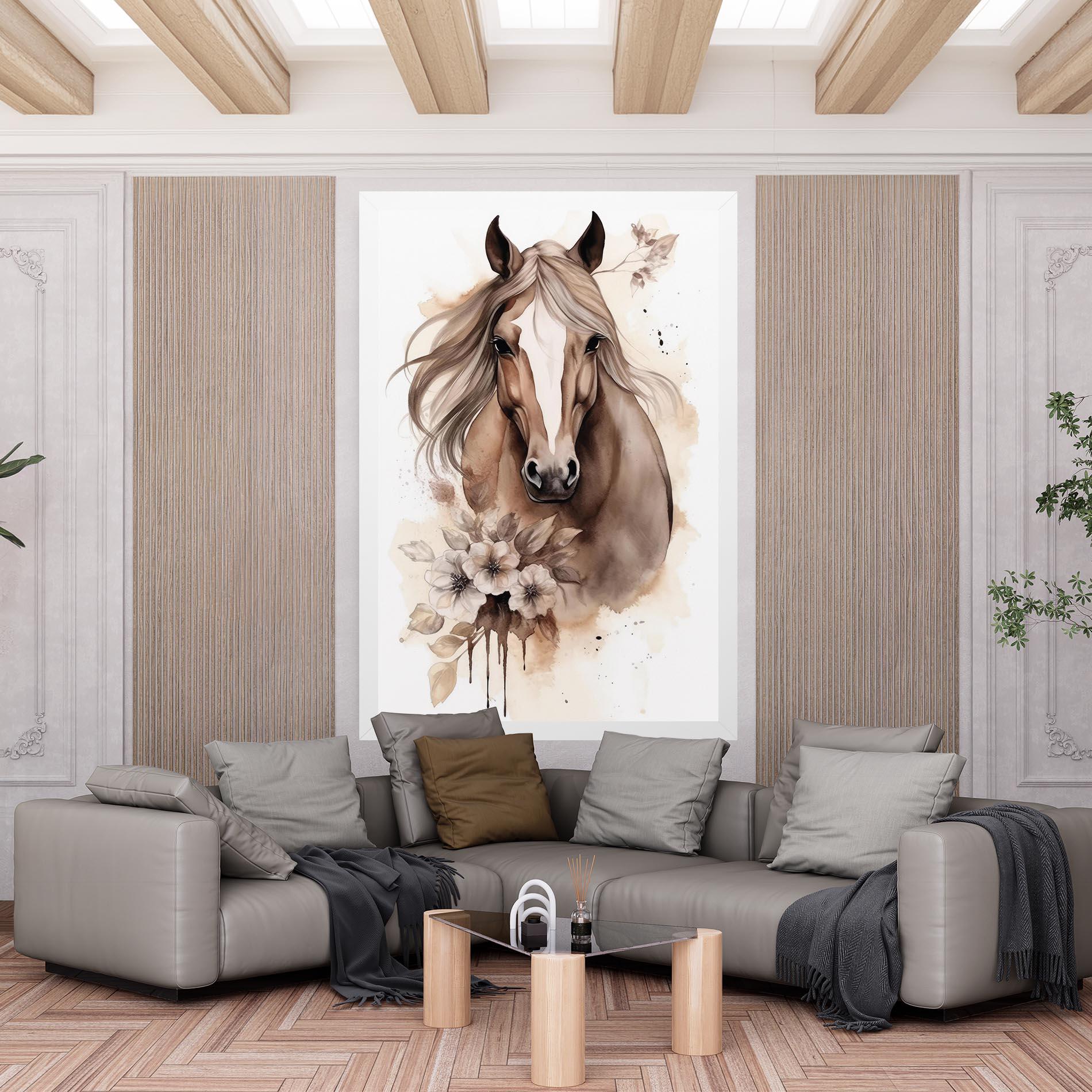 Leinwandbild Flower Brown Horse mockup 6