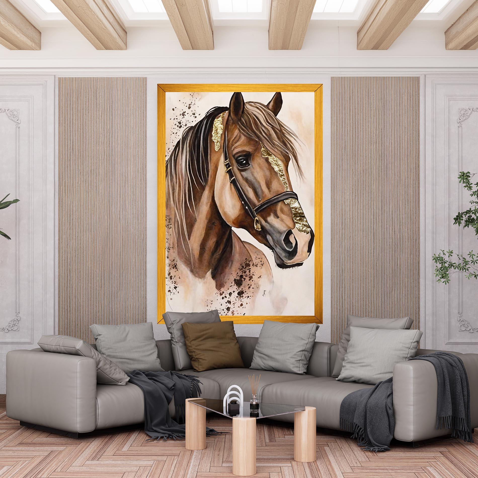 Leinwandbild Gold Horse Painting mockup 6