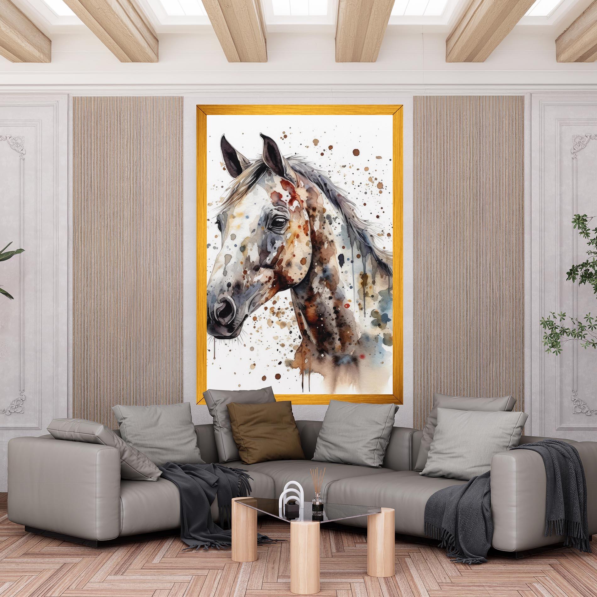 Leinwandbild Watercolor Horse mockup 6