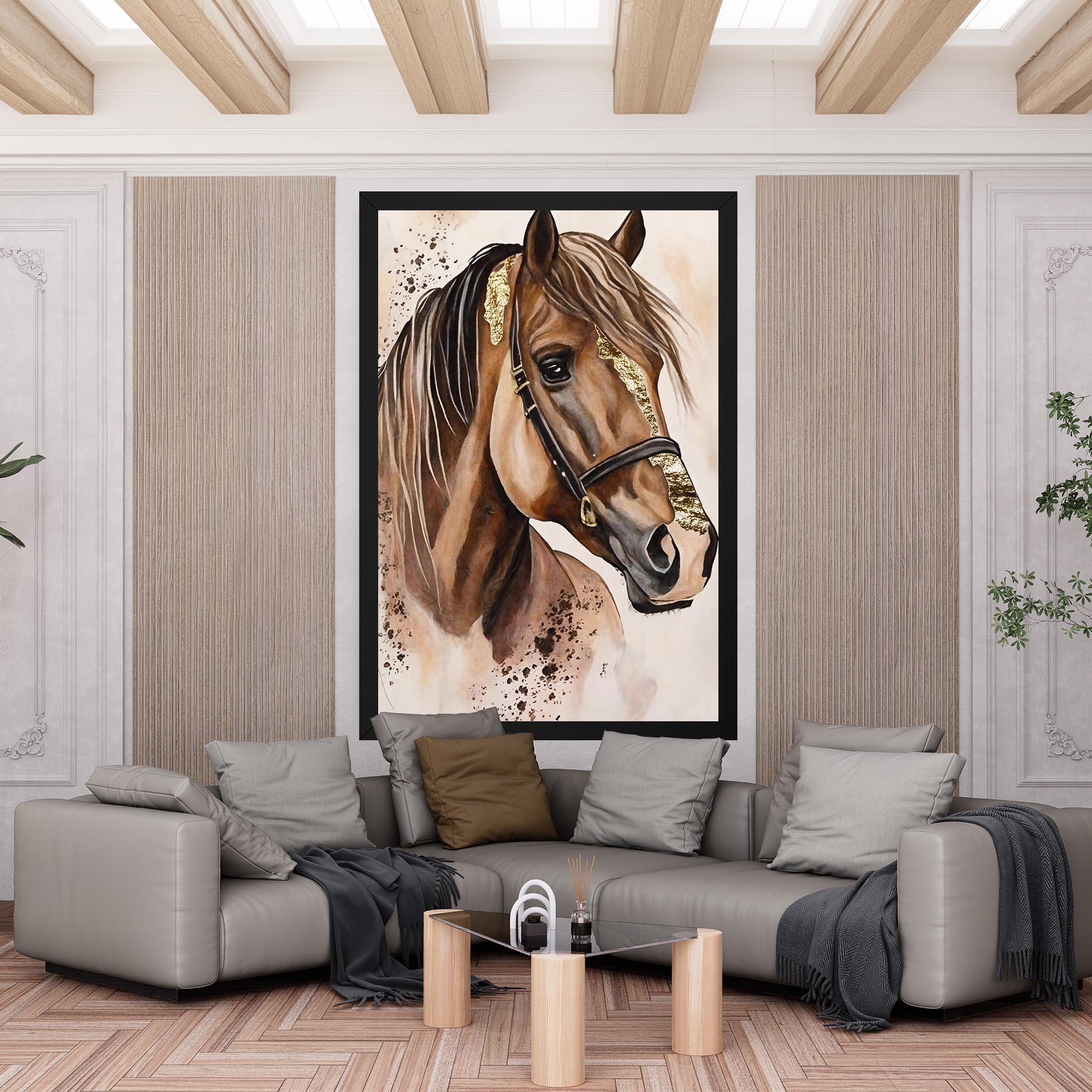 Leinwandbild Gold Horse Painting mockup 6