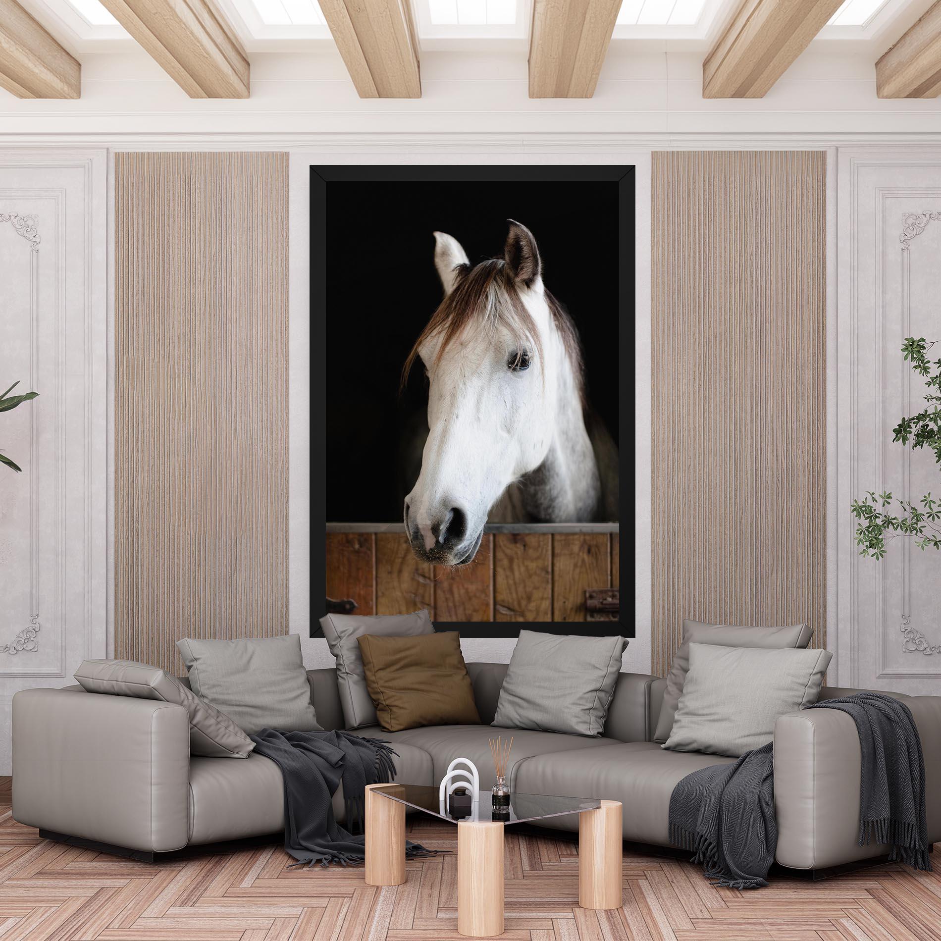Leinwandbild Grey Horse Head mockup 6