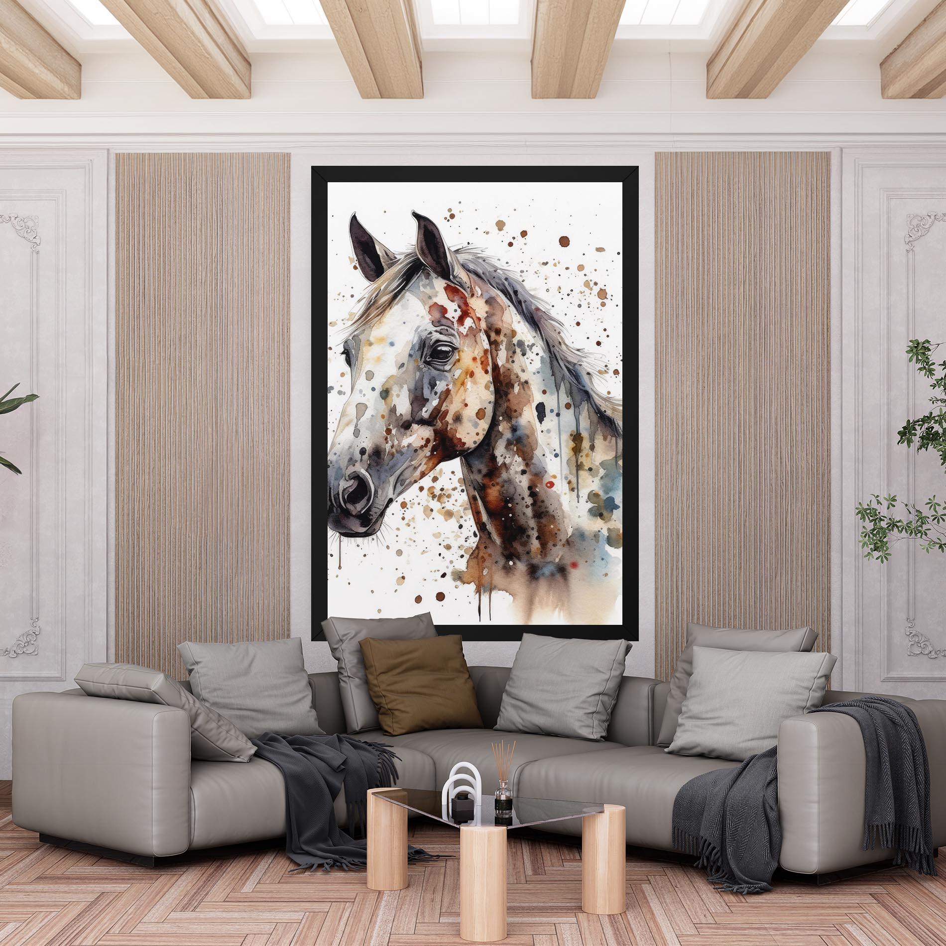 Leinwandbild Watercolor Horse mockup 6