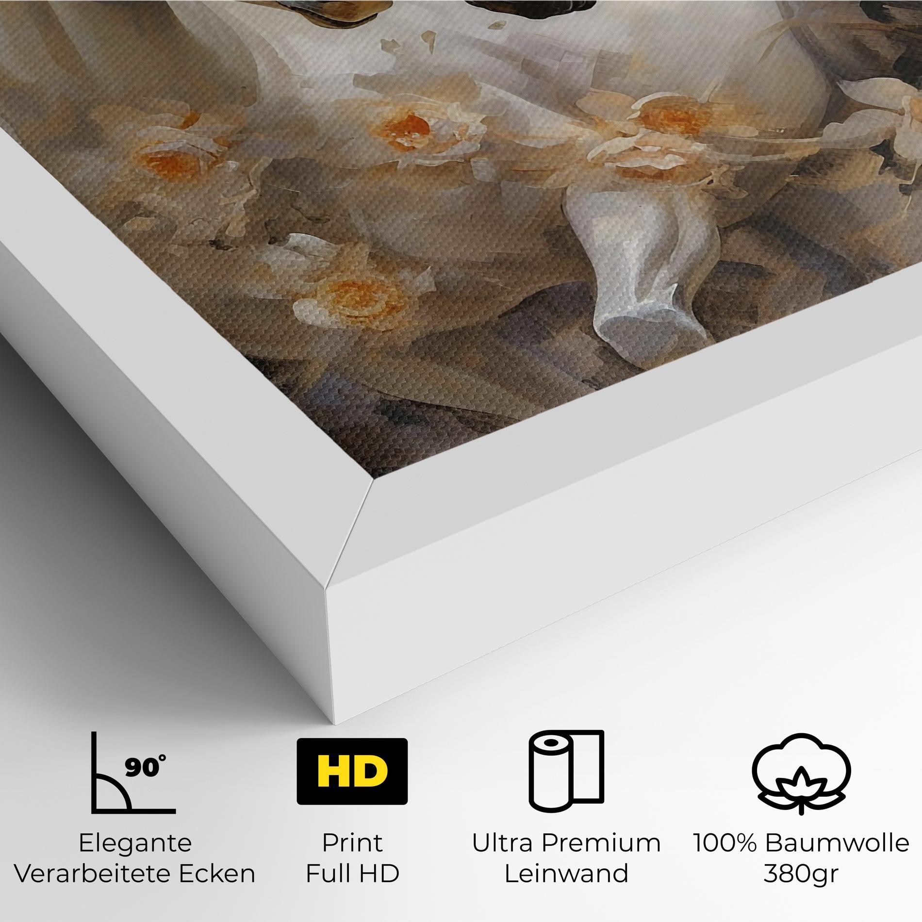 Leinwandbild Black And White Horses mockup 4