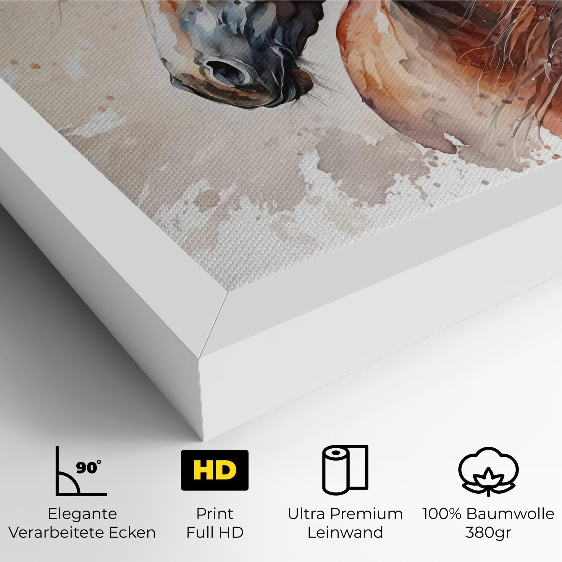 Leinwandbild Black Brown Horse Painting mockup 4