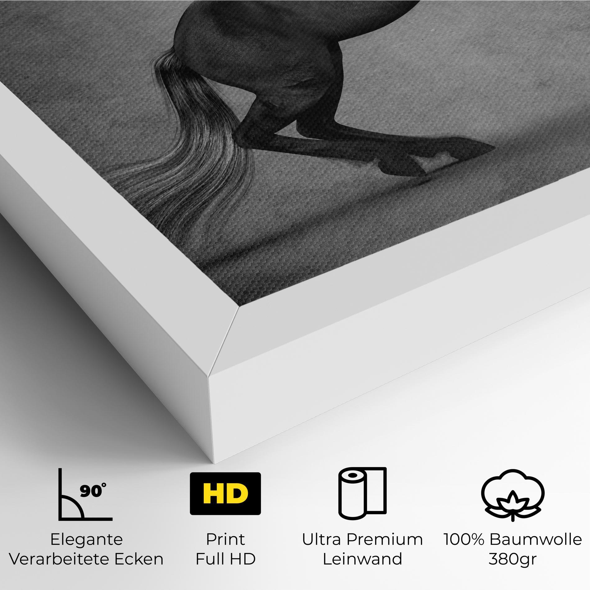 Leinwandbild Black Horse Jumping mockup 4