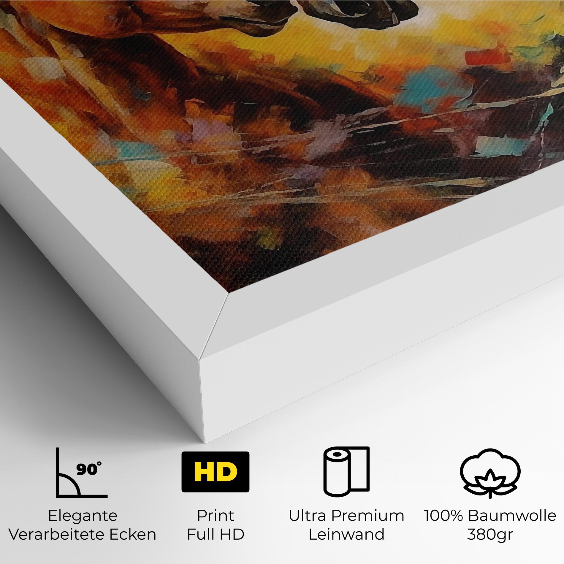 Leinwandbild Brown Black Horses mockup 4