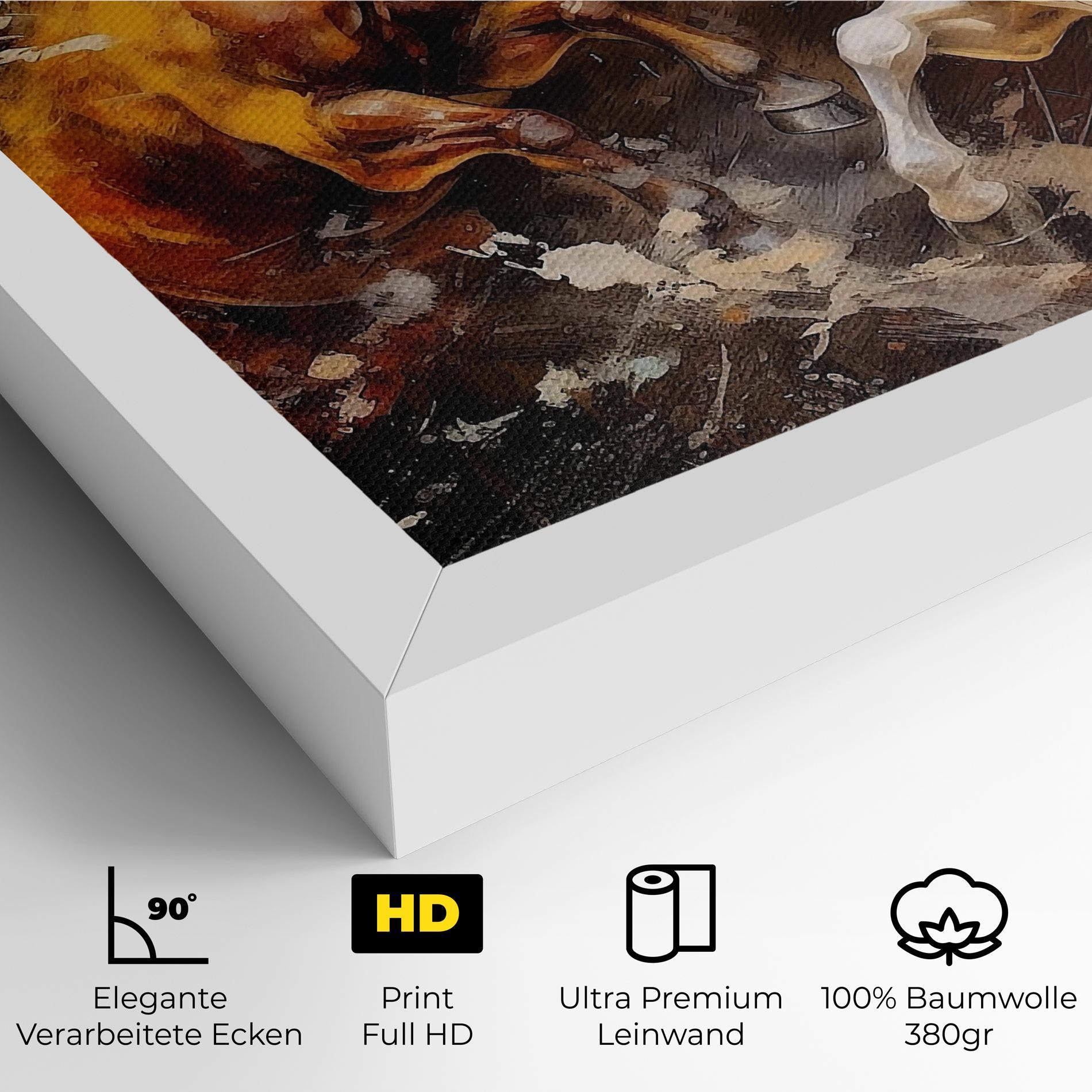 Leinwandbild Brown White Horses mockup 4