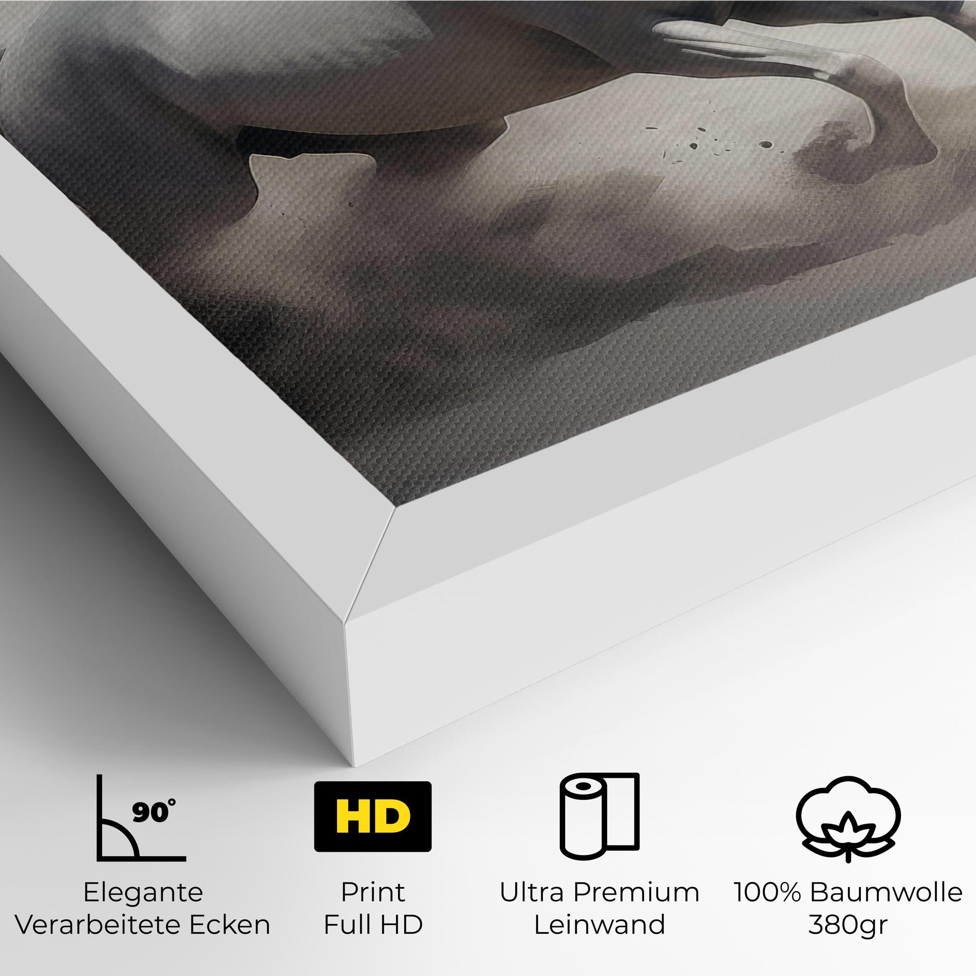 Leinwandbild Light Grey Horse Galloping mockup 4