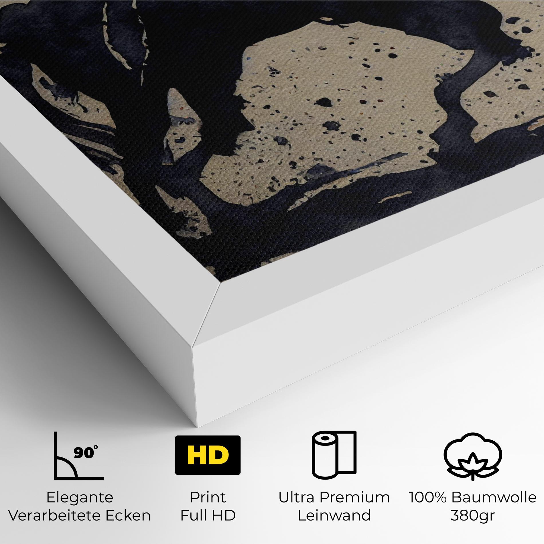 Leinwandbild Watercolor Black Horse mockup 4