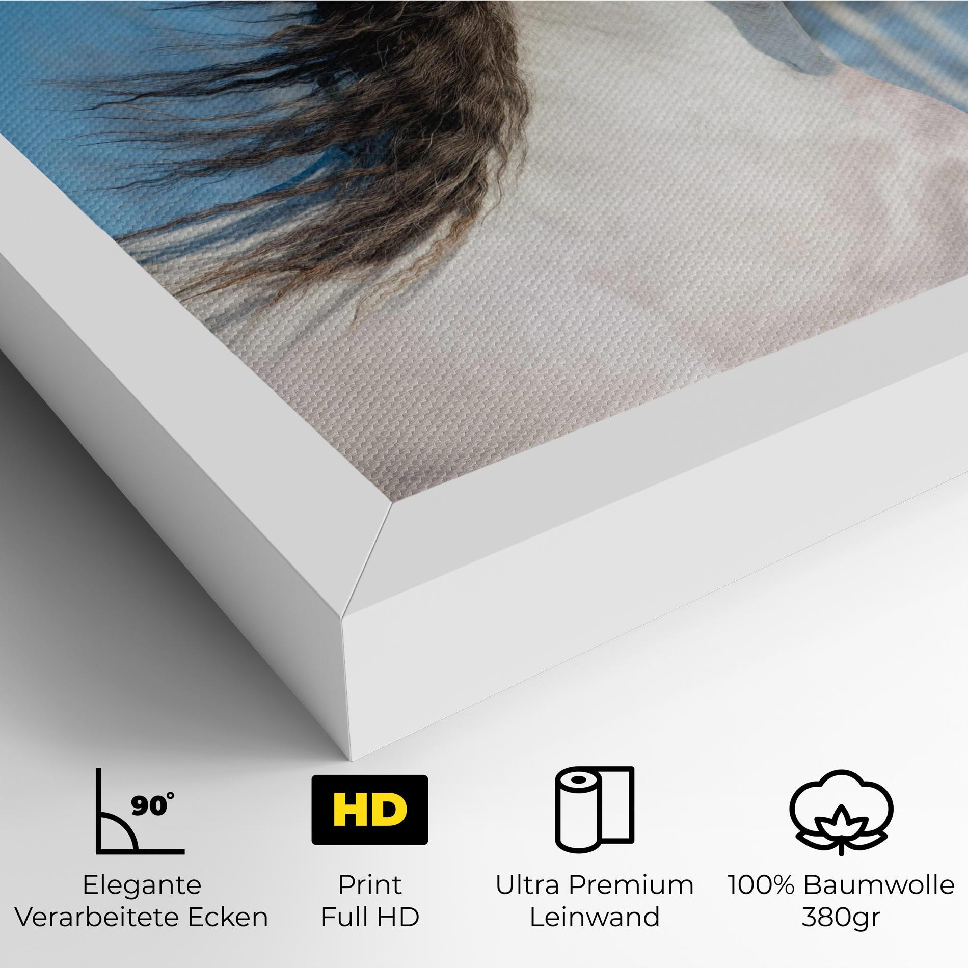 Leinwandbild Wild Black Hair Horse mockup 4