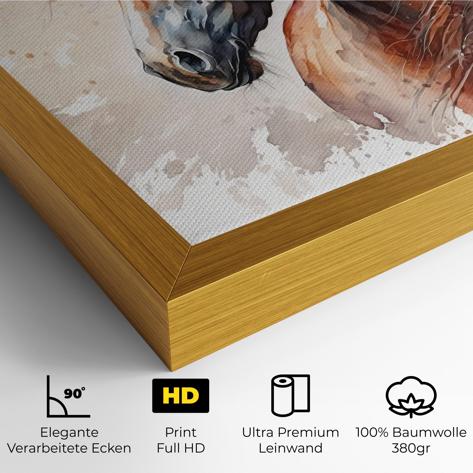 Leinwandbild Black Brown Horse Painting mockup 4